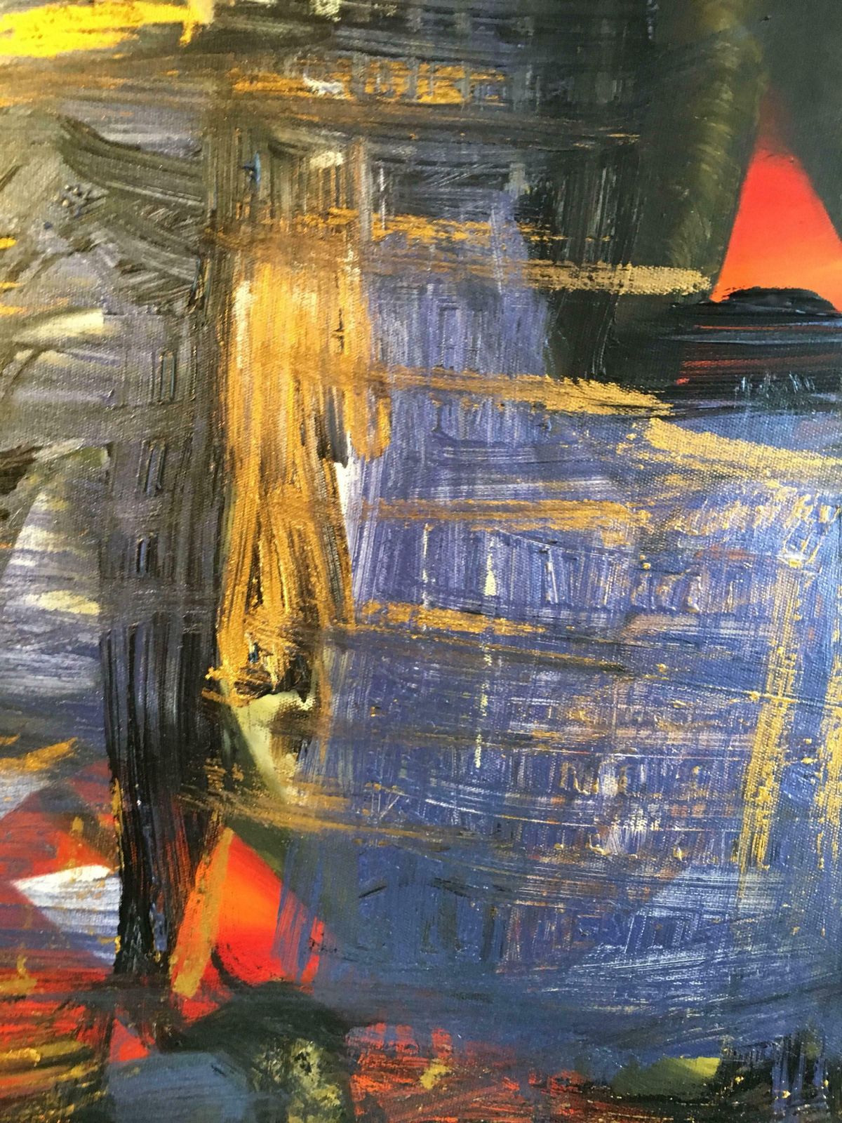 Unknownabstract Oil Painting, Purple, Gold And Red Colourc. 2000 photo for sale