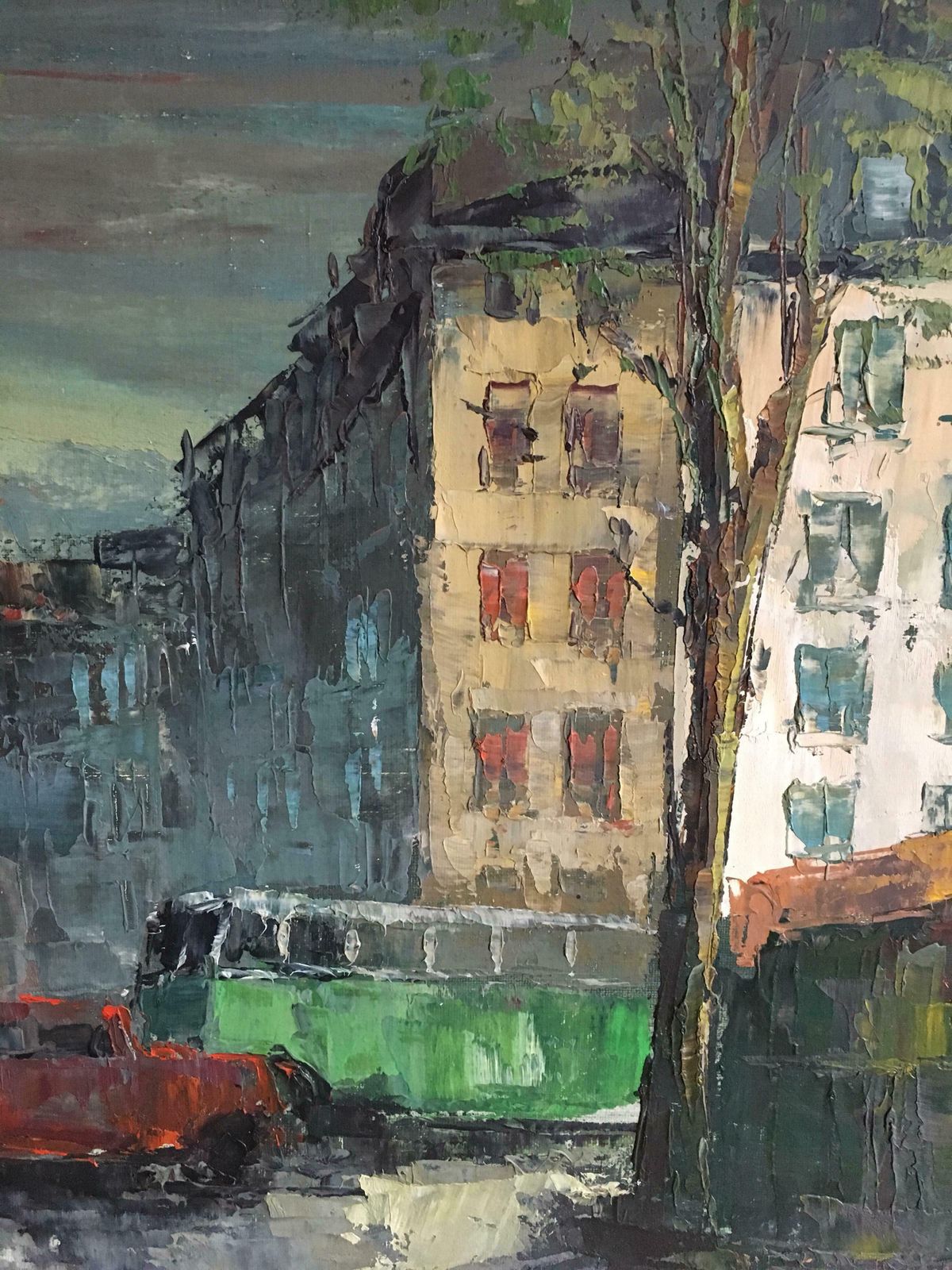 Unknownparisian Flower Market, Large Impressionist Landscape, Oil Paintingc.1950s photo vinterior
