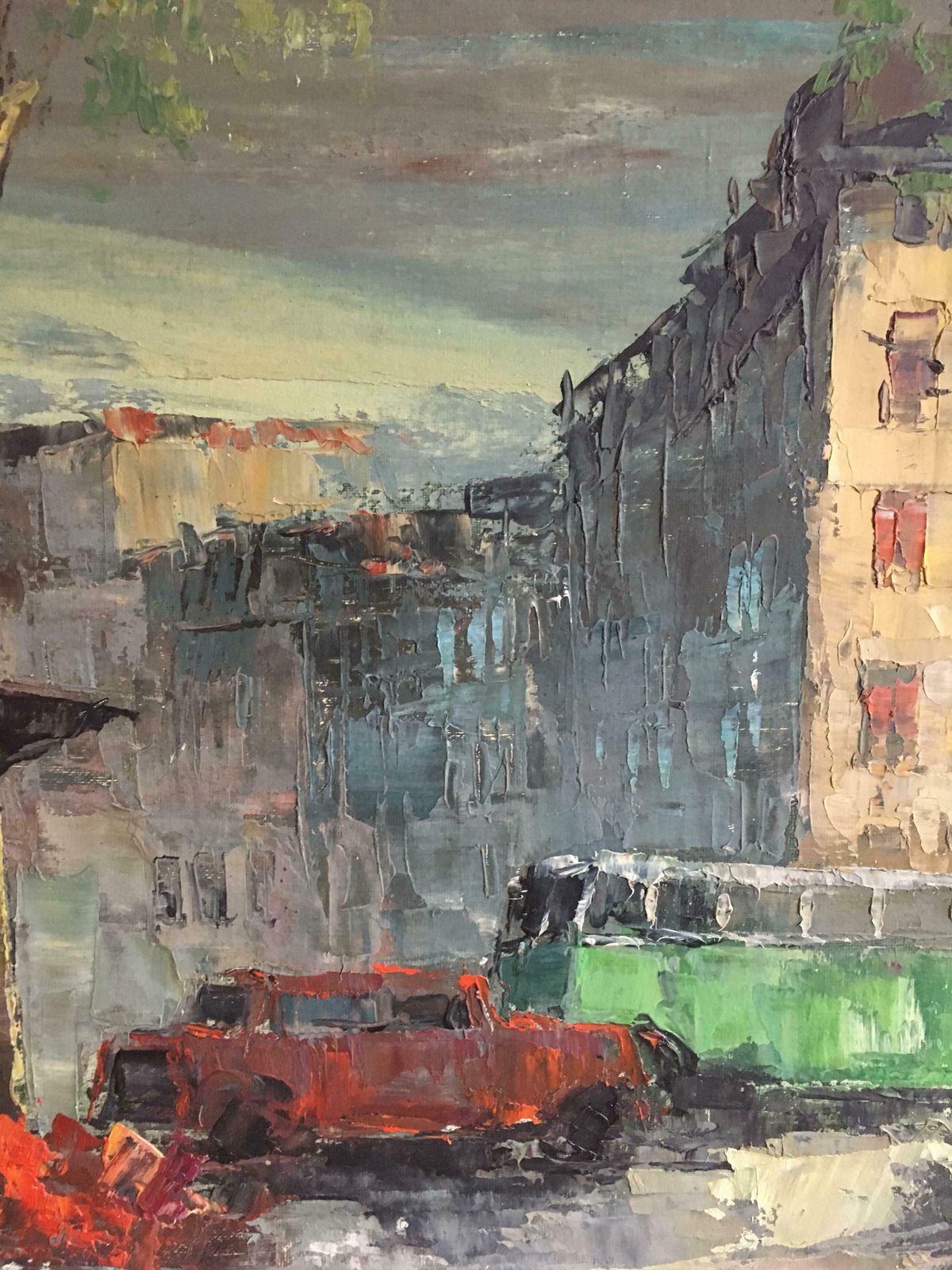 Unknownparisian Flower Market, Large Impressionist Landscape, Oil Paintingc.1950s photo buy