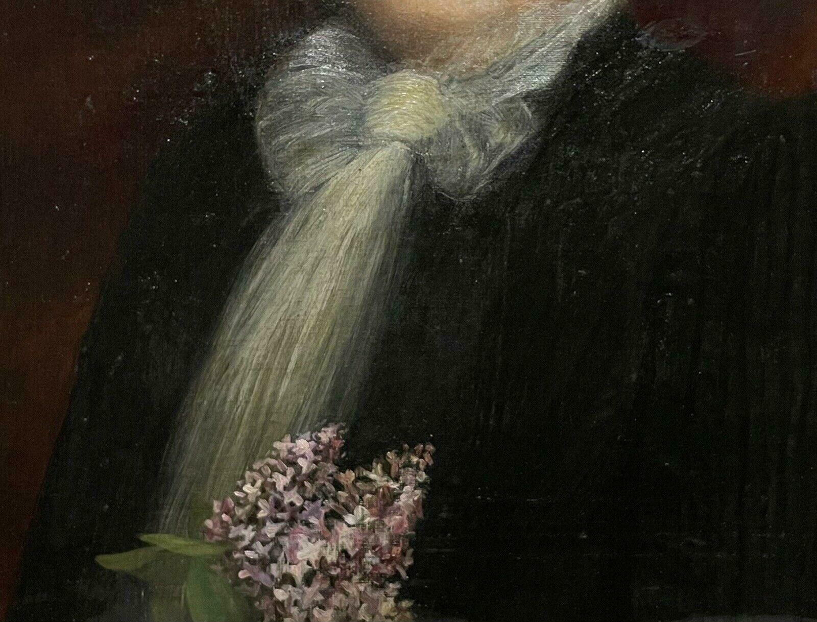 French Belle Epoqueantique French Belle Epoque Portrait Of A Lady With Flowers, Original Framec. 1890's photo for sale