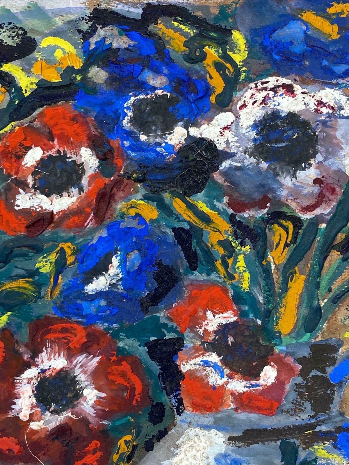 Bernard Labbe1950's French Modernist/ Cubist Painting Floral Abstract1950's photo 587.0