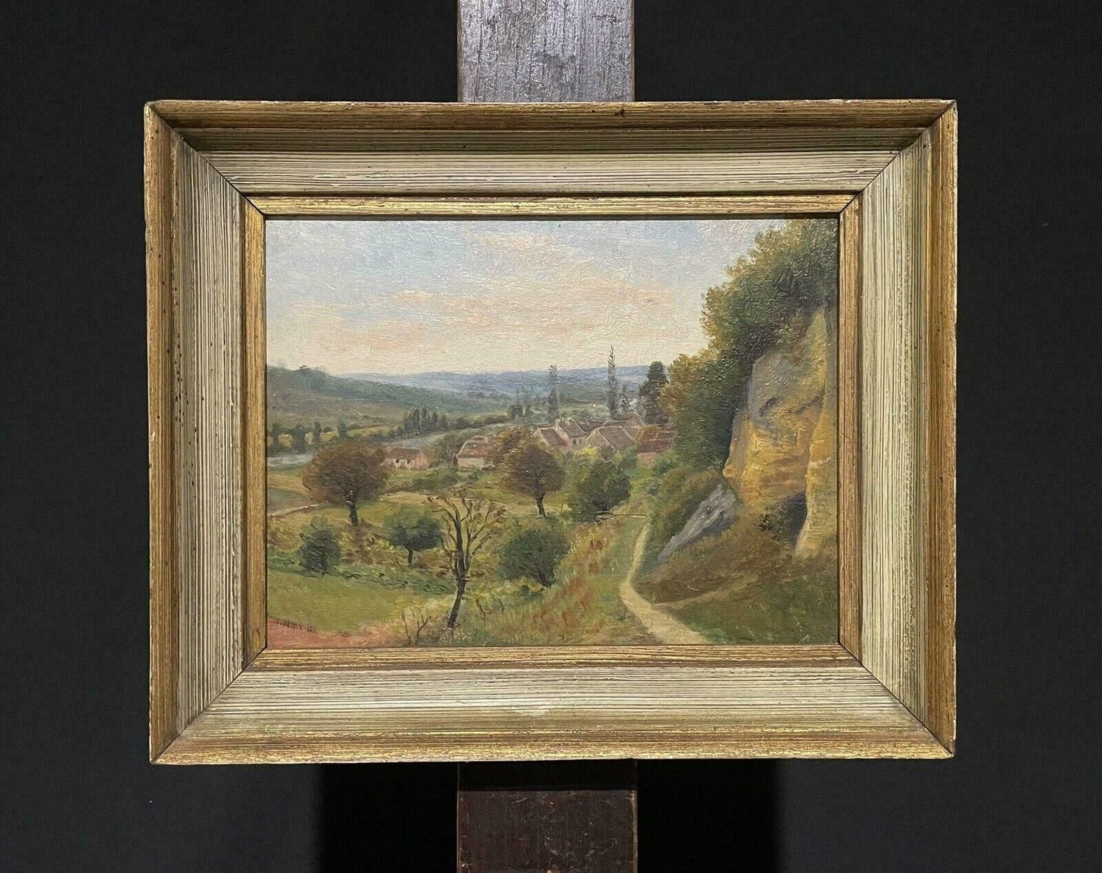 Antique Frenchfrench Landscape Far Reaching Panoramic Views, Indistinctly Signed Oil photo 914.0