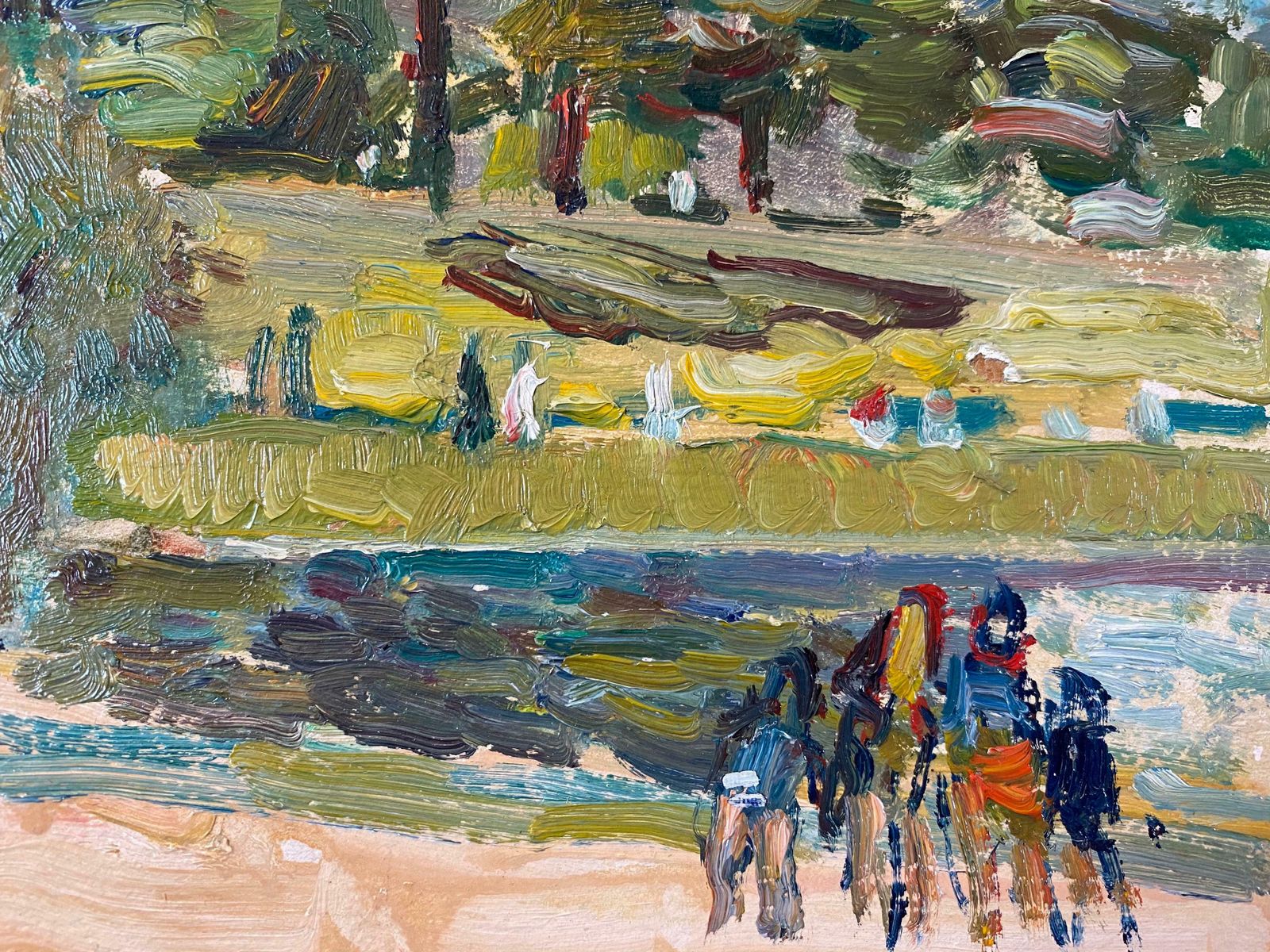 Saddawalk In The Park French Impressionist Landscape, Signed Oil Paintingc. 1980's photo for sale