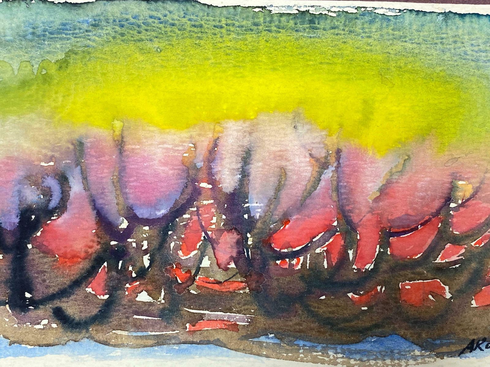 Akos Birocolourful Abstract, French Expressionist Original Paintingc.1980s