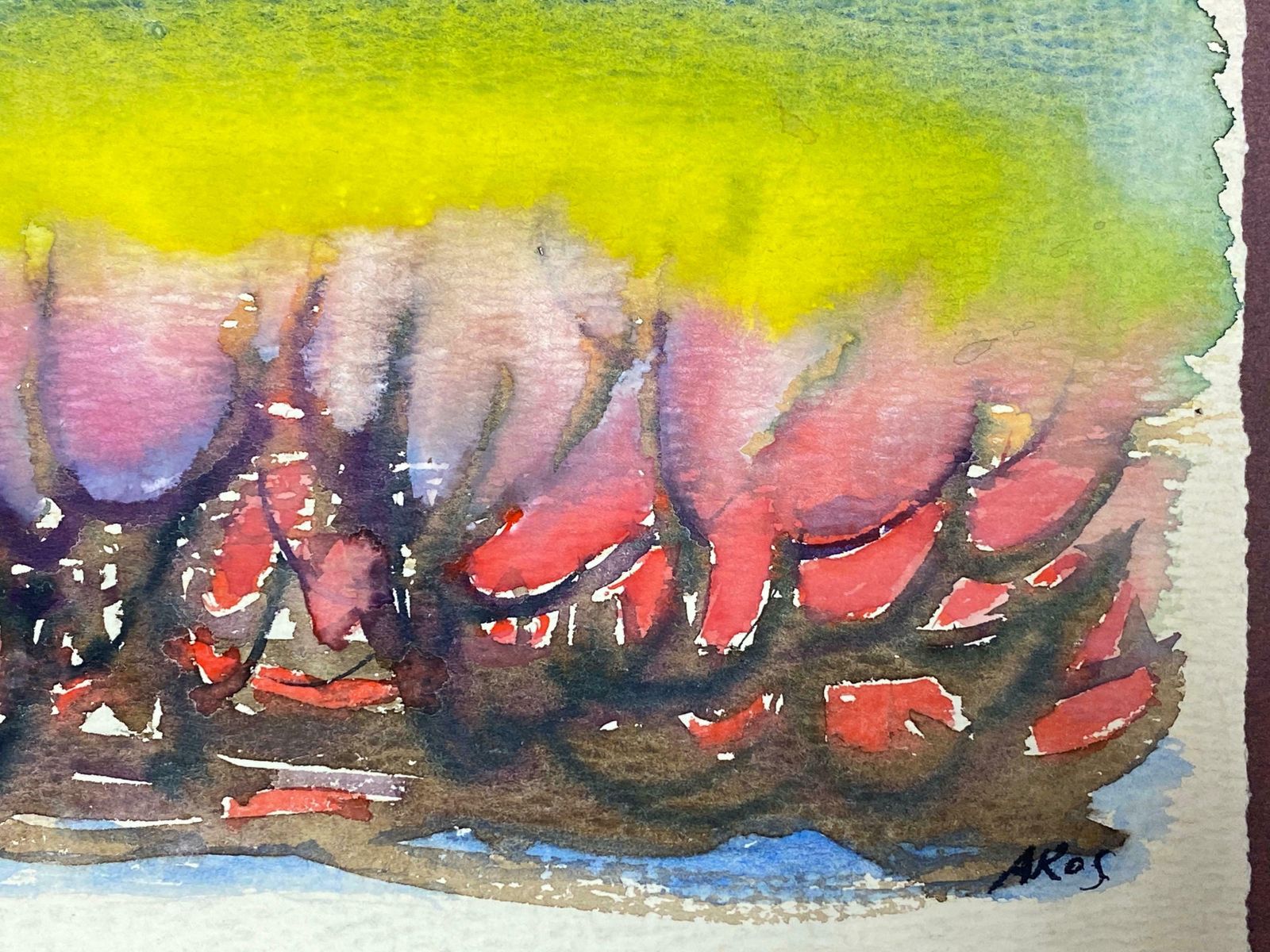 Akos Birocolourful Abstract, French Expressionist Original Paintingc.1980s photo Art
