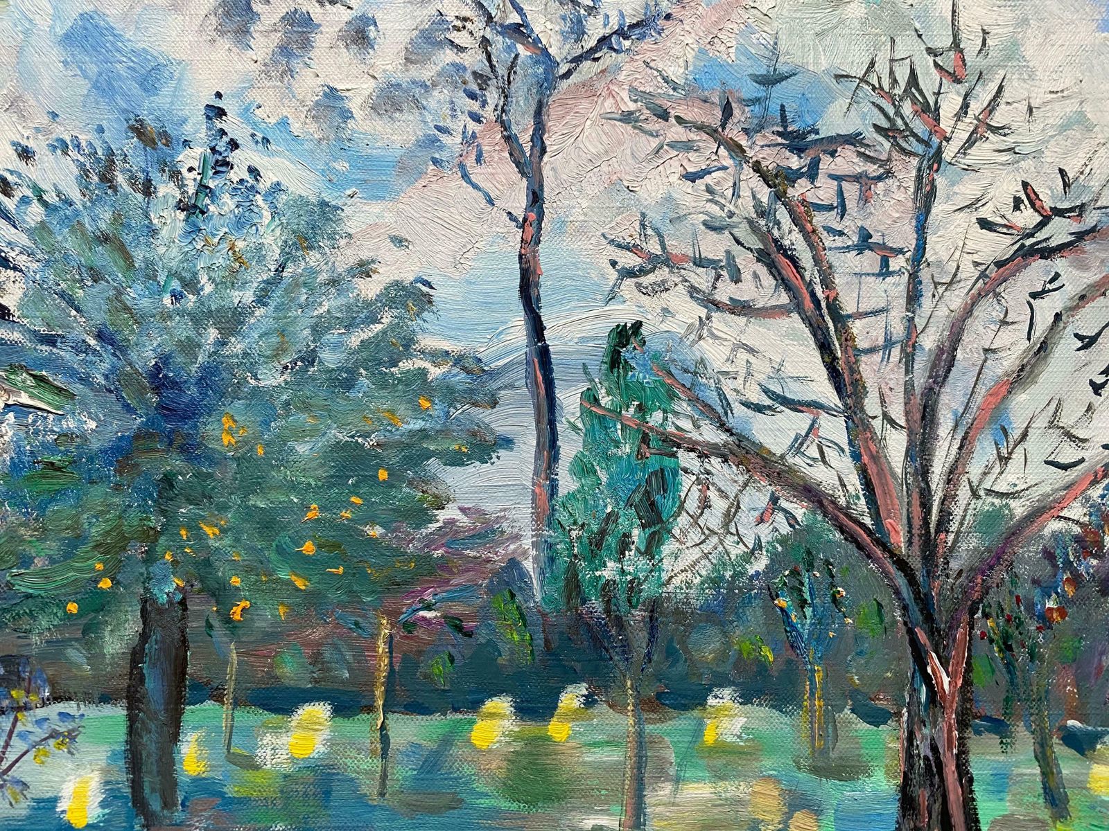 Unknownprovence Colorful Trees Landscape   French Impressionist Original Oil Paintingc.1950s photo vinterior