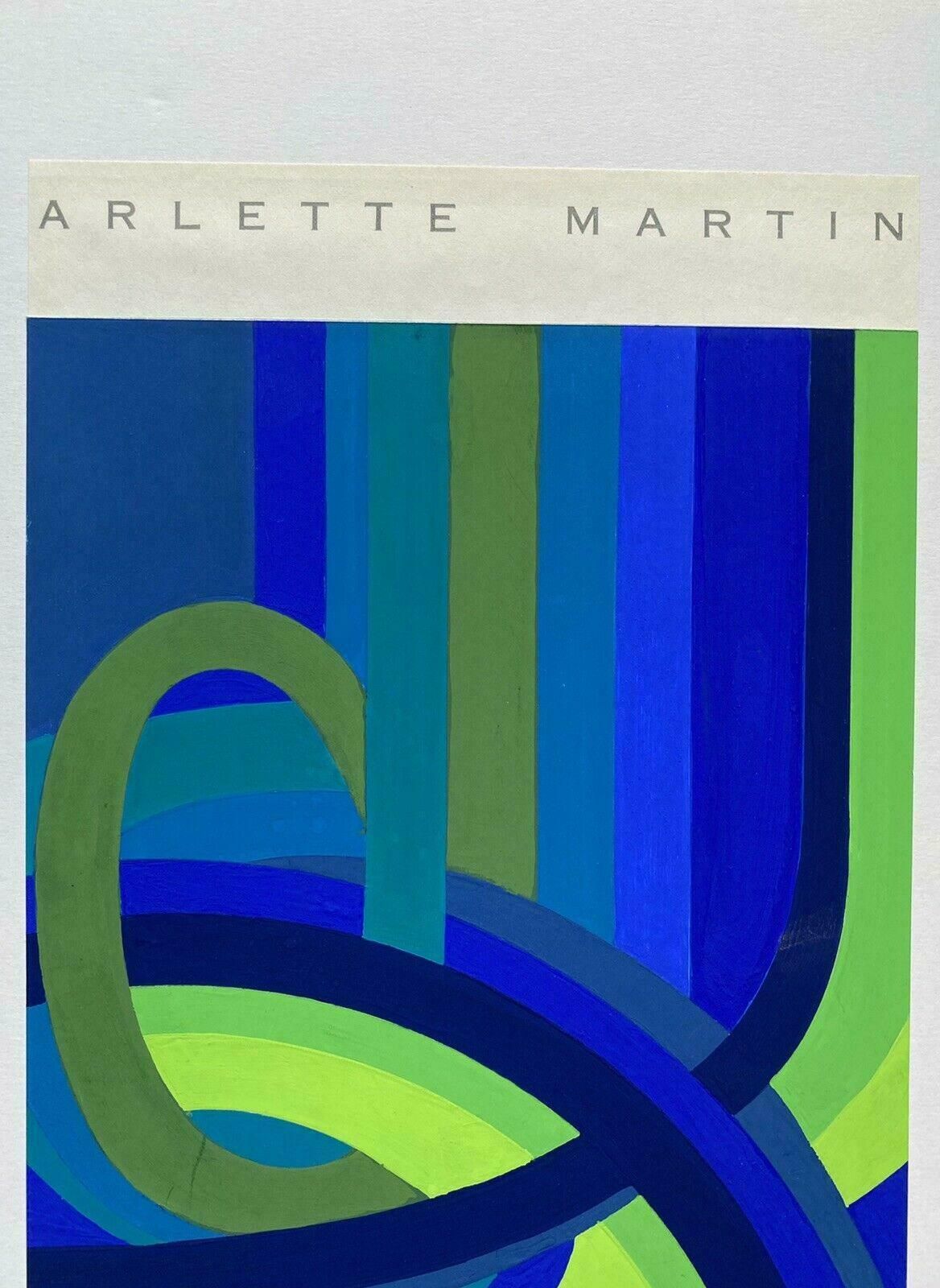 Arlette Martinarlette Martin (B1924) French Geometric Abstract Painting   Blue & Green Design20th Century photo for sale