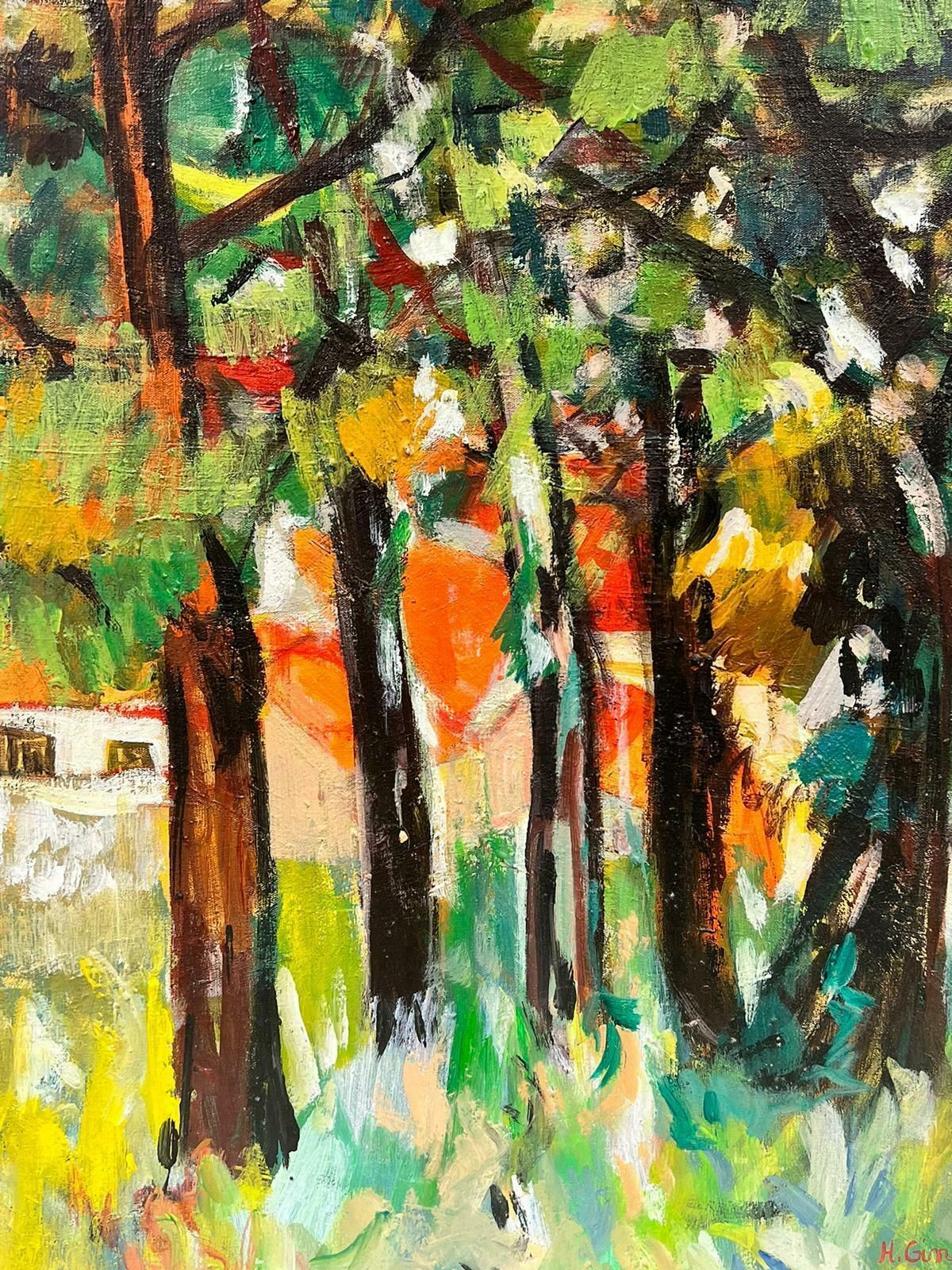 Huguette Ginet Lasnier 20th Century French Post Impressionist Oil Golden Light Autumn Trees Landscapec. 2000's photo for sale