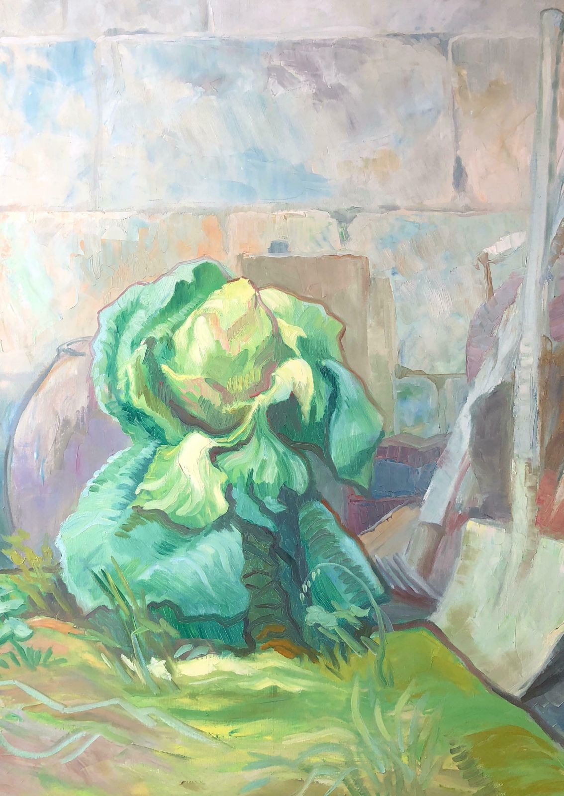 Claude Benardgiant Green Cauliflower Cabbage French Post Impressionist Signed Oil Paintingc. 1970's