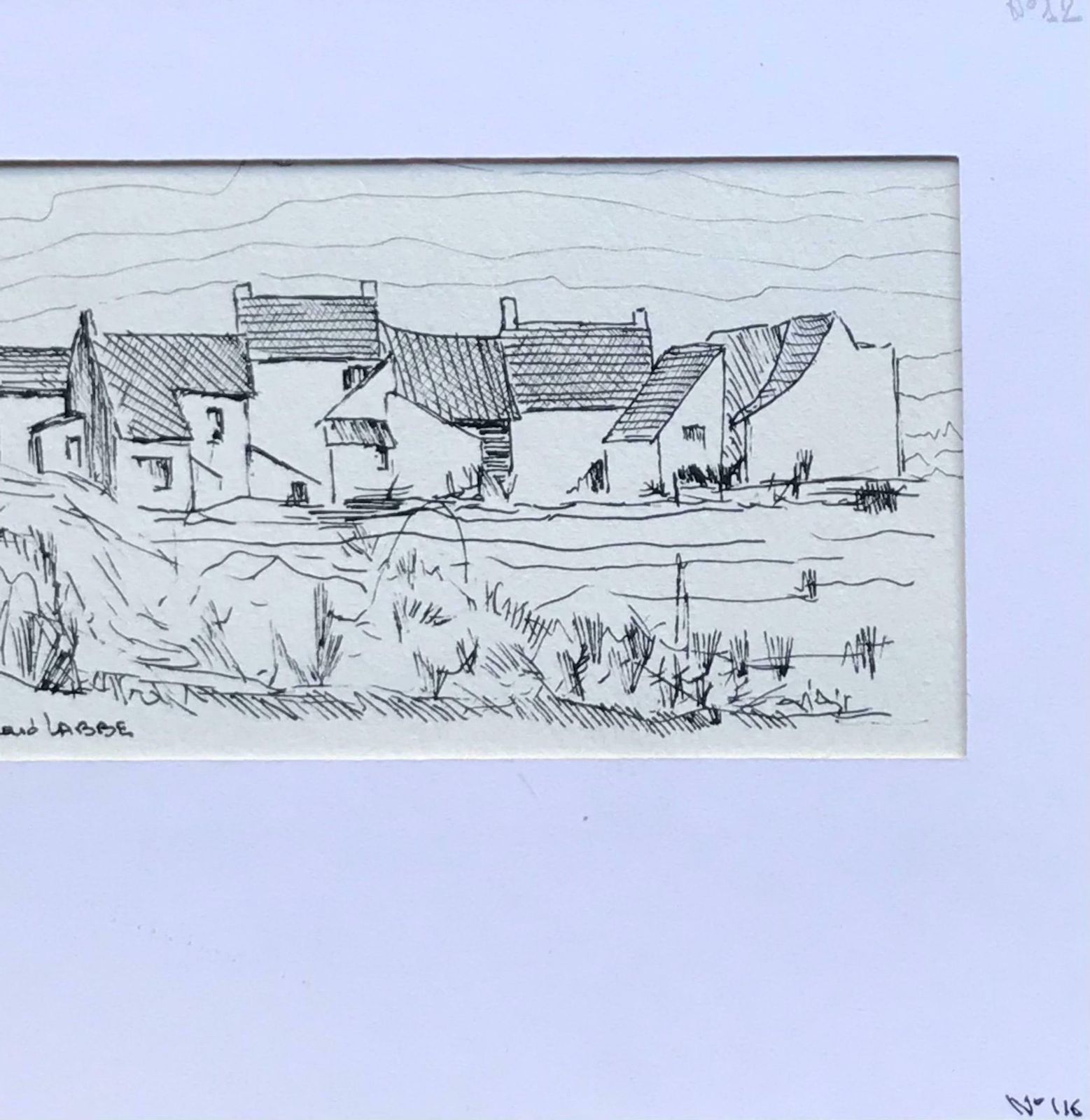 Bernard Labbe1950's Modernist/ Cubist Painting   Small Black & White French Town1950's photo for sale
