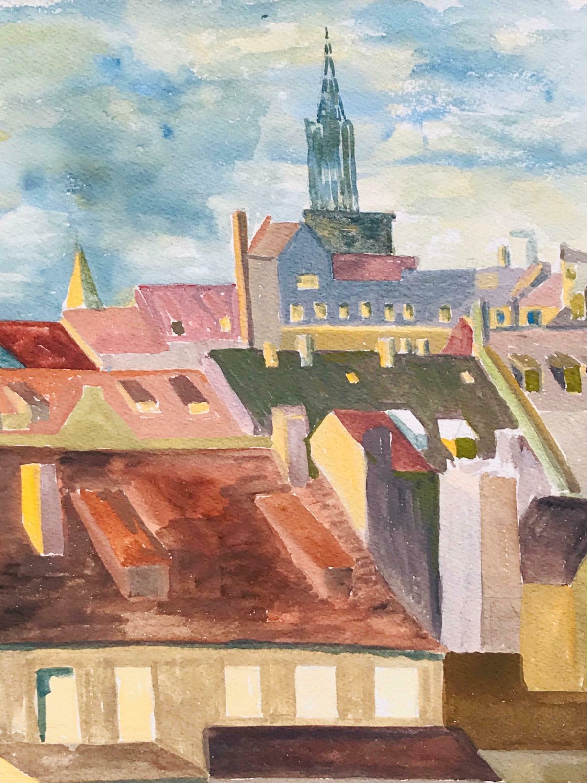 Bernard Labbe1950's Modernist/ Cubist Painting   French Landscape1950's photo furniture