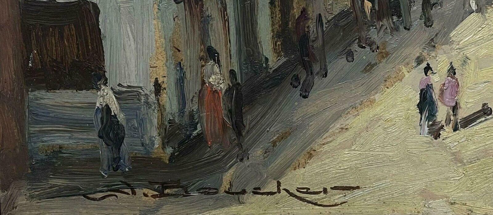 Amedee Boucherlarge Mid 20th Century French Signed Post Impressionist Oil   Busy City Street photo vinterior