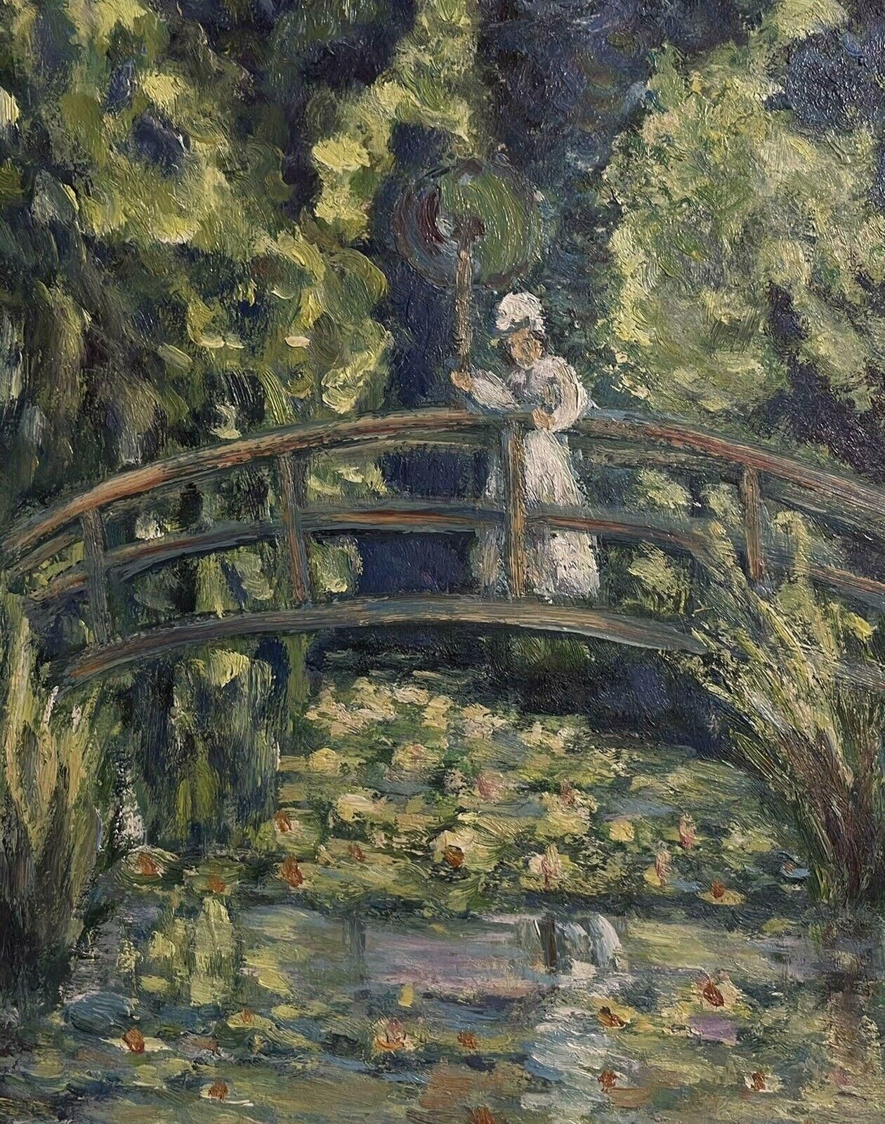Unknownthe Japanese Bridge Monet's Waterlily Pond Giverny, Signed Impressionist Oil photo Art
