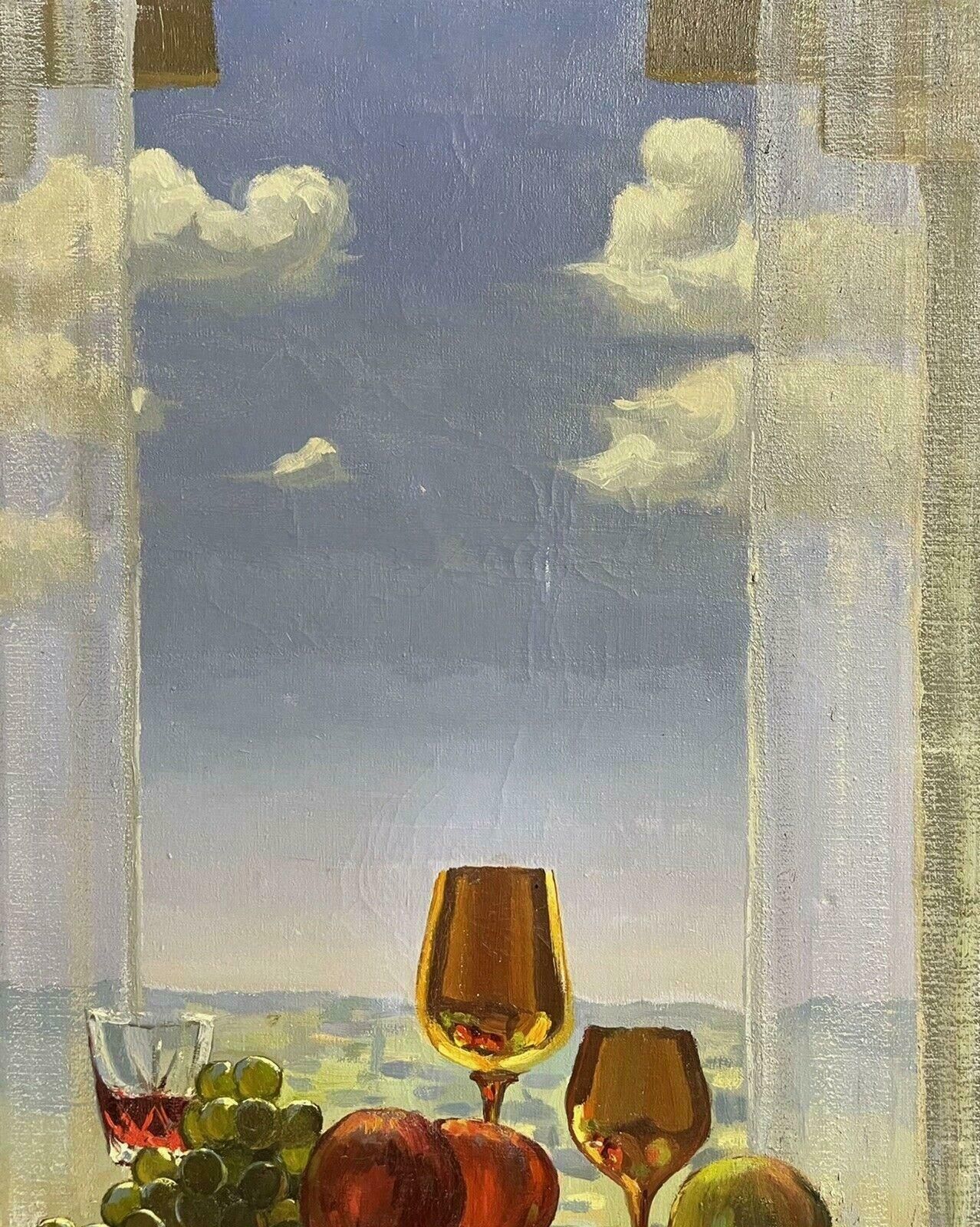 Unknownfrench Surrealist Signed Oil Painting   Still Life By Window Sill photo 970.0