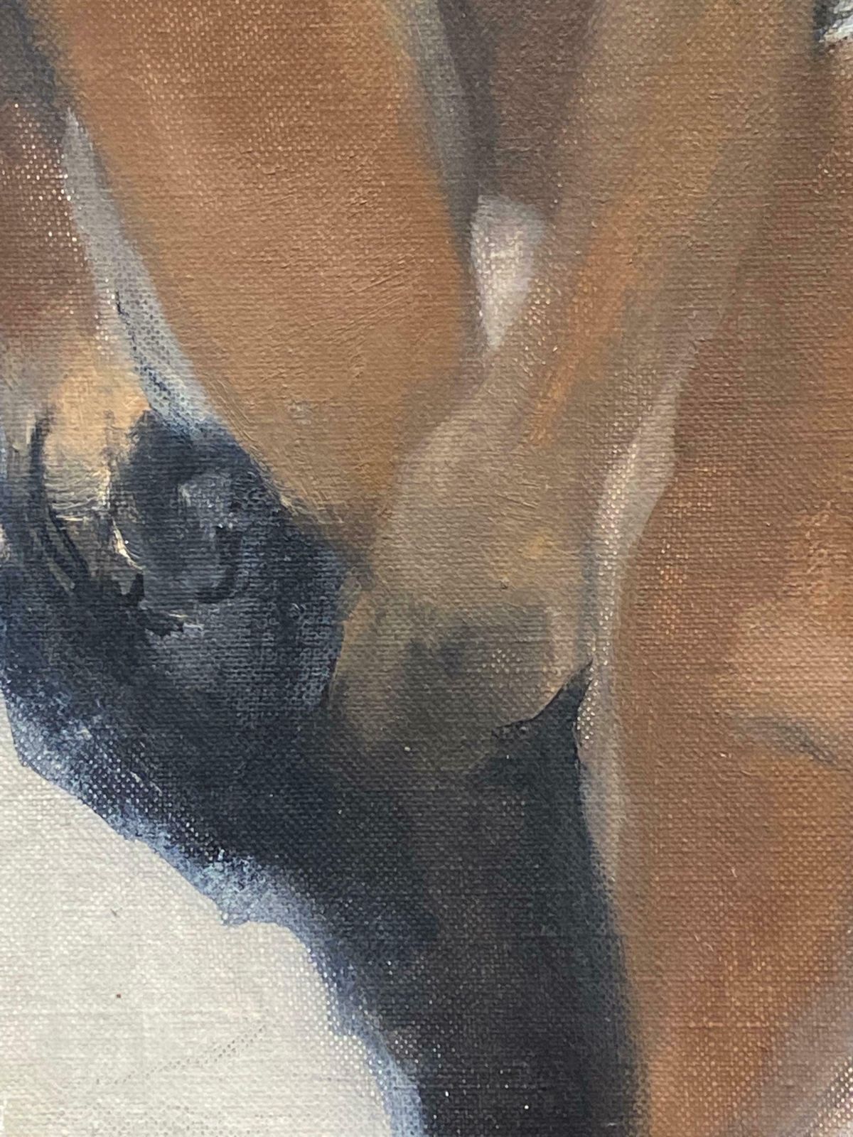Unknownfrench Modernist Signed Oil Painting Nude Figure Dressing photo Art