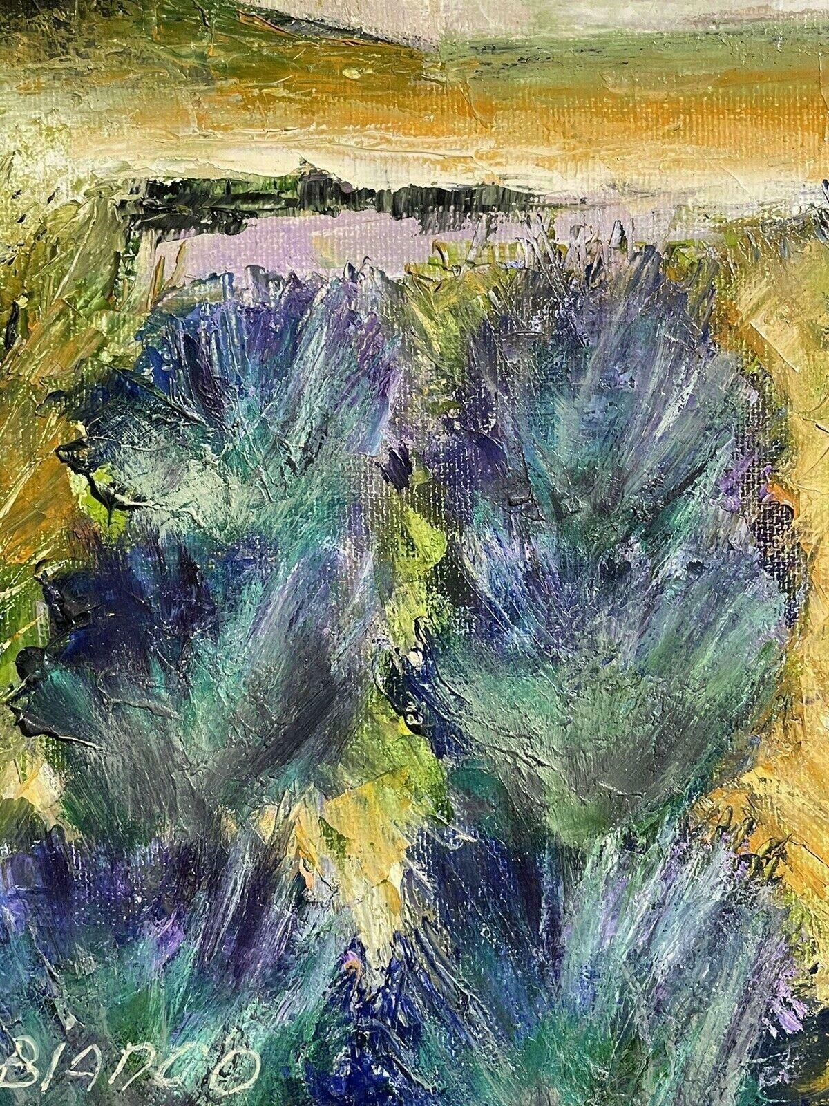 Louis Del Bianco (B.1925louis Del Bianco (French 1925) Signed Oil   Lavender Fields Provence Summer20th Century photo vintage