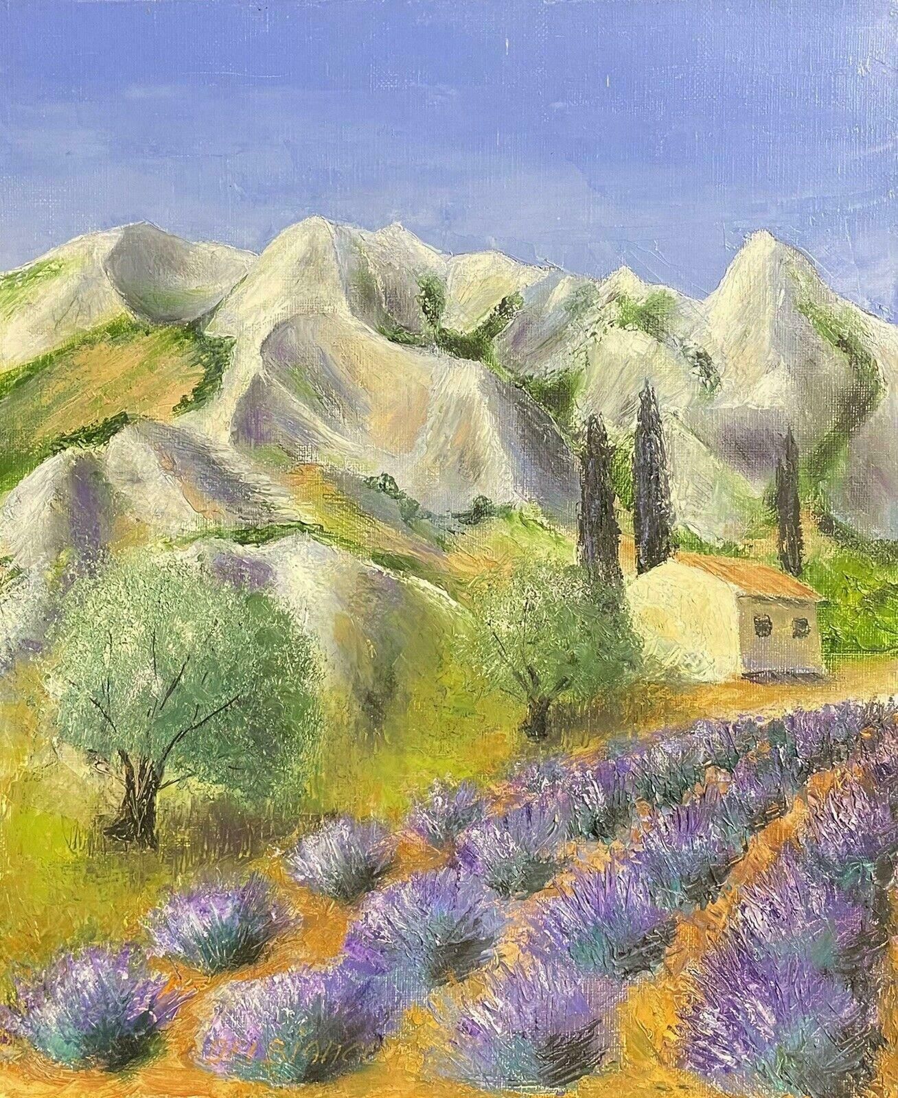 Louis Del Bianco (B.1925louis Del Bianco (French 1925) Signed Oil   Lavender Fields Provence Mountains20th Century