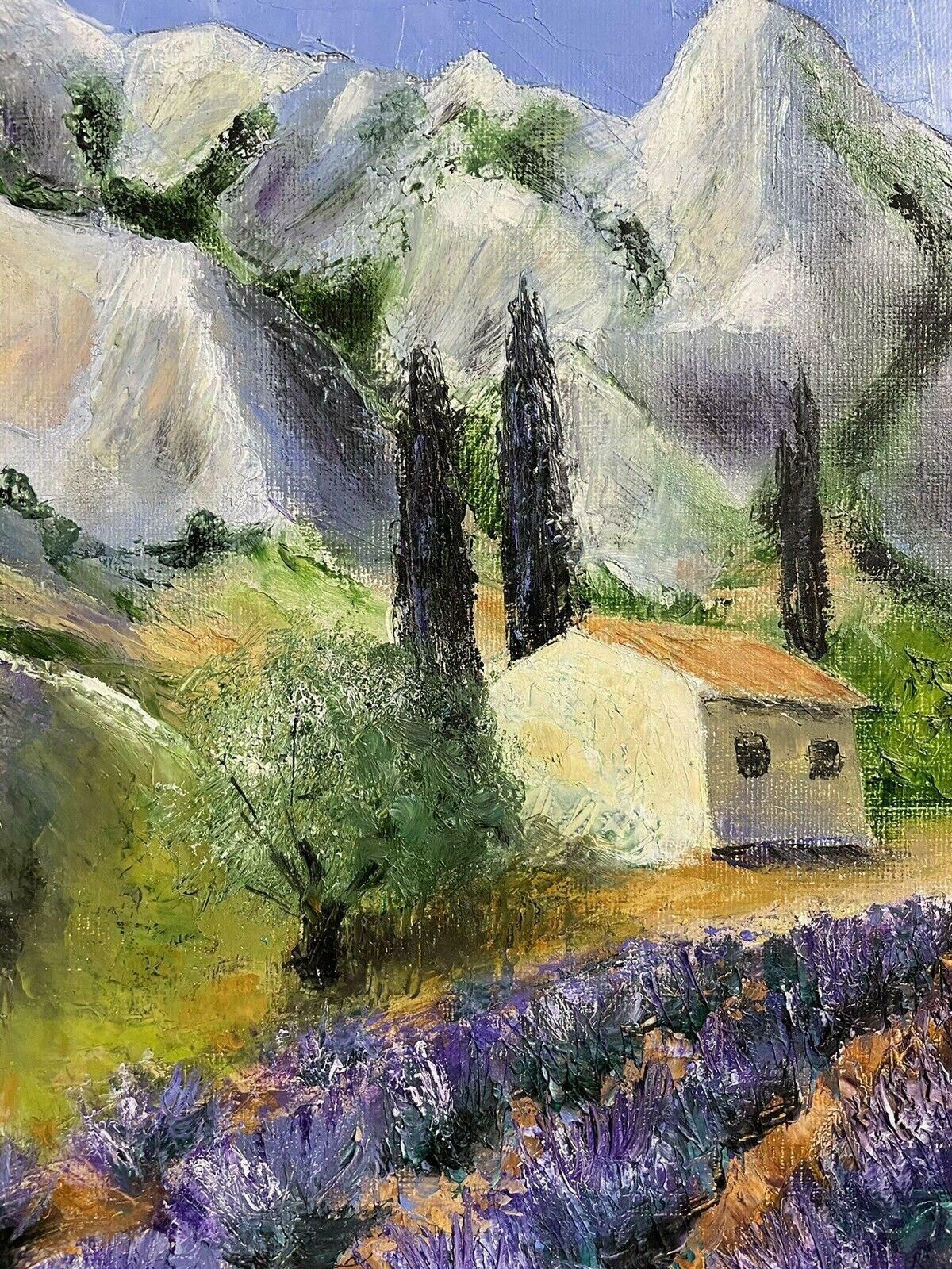 Louis Del Bianco (B.1925louis Del Bianco (French 1925) Signed Oil   Lavender Fields Provence Mountains20th Century photo 923.0
