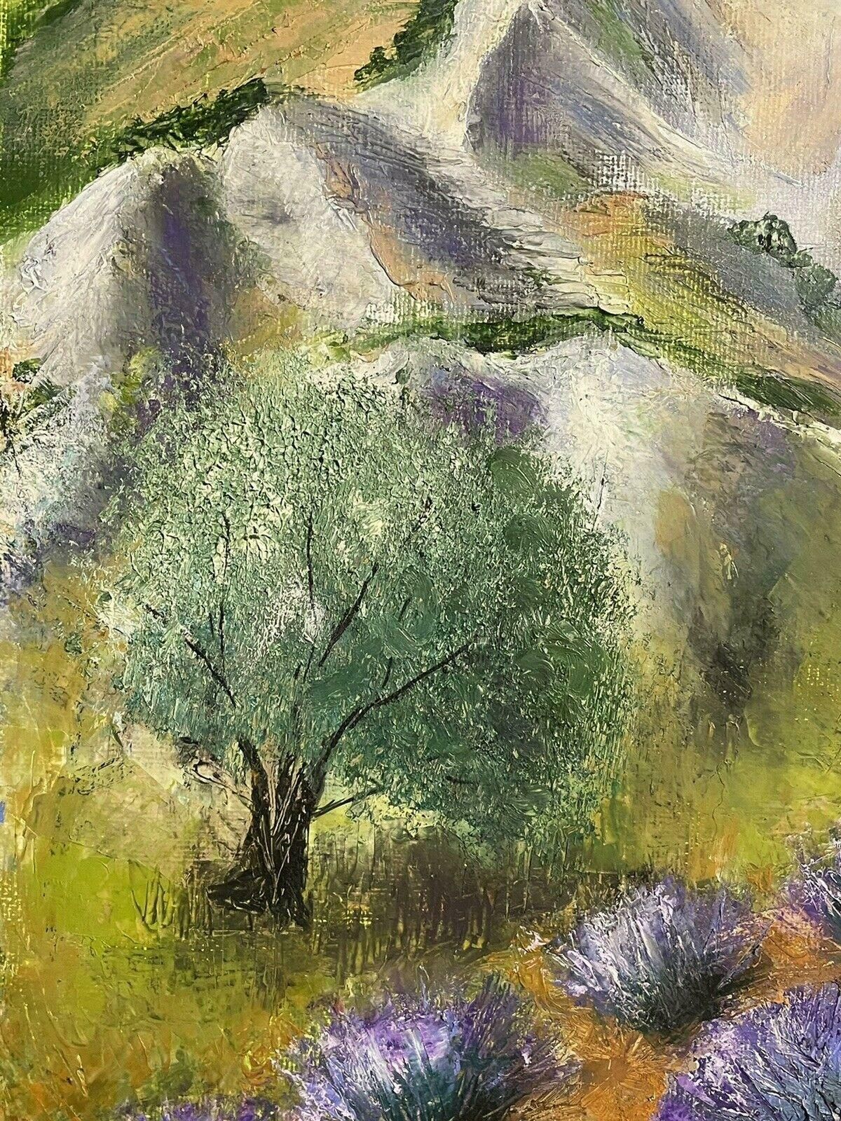 Louis Del Bianco (B.1925louis Del Bianco (French 1925) Signed Oil   Lavender Fields Provence Mountains20th Century photo vinterior