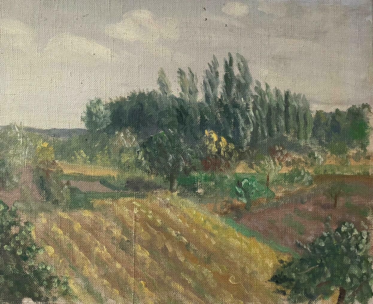 Genevieve Zondervan (1922 2013)genevieve Zondervan (1922 2013) French Oil Painting   Windswept Rural Viewc. 1990's