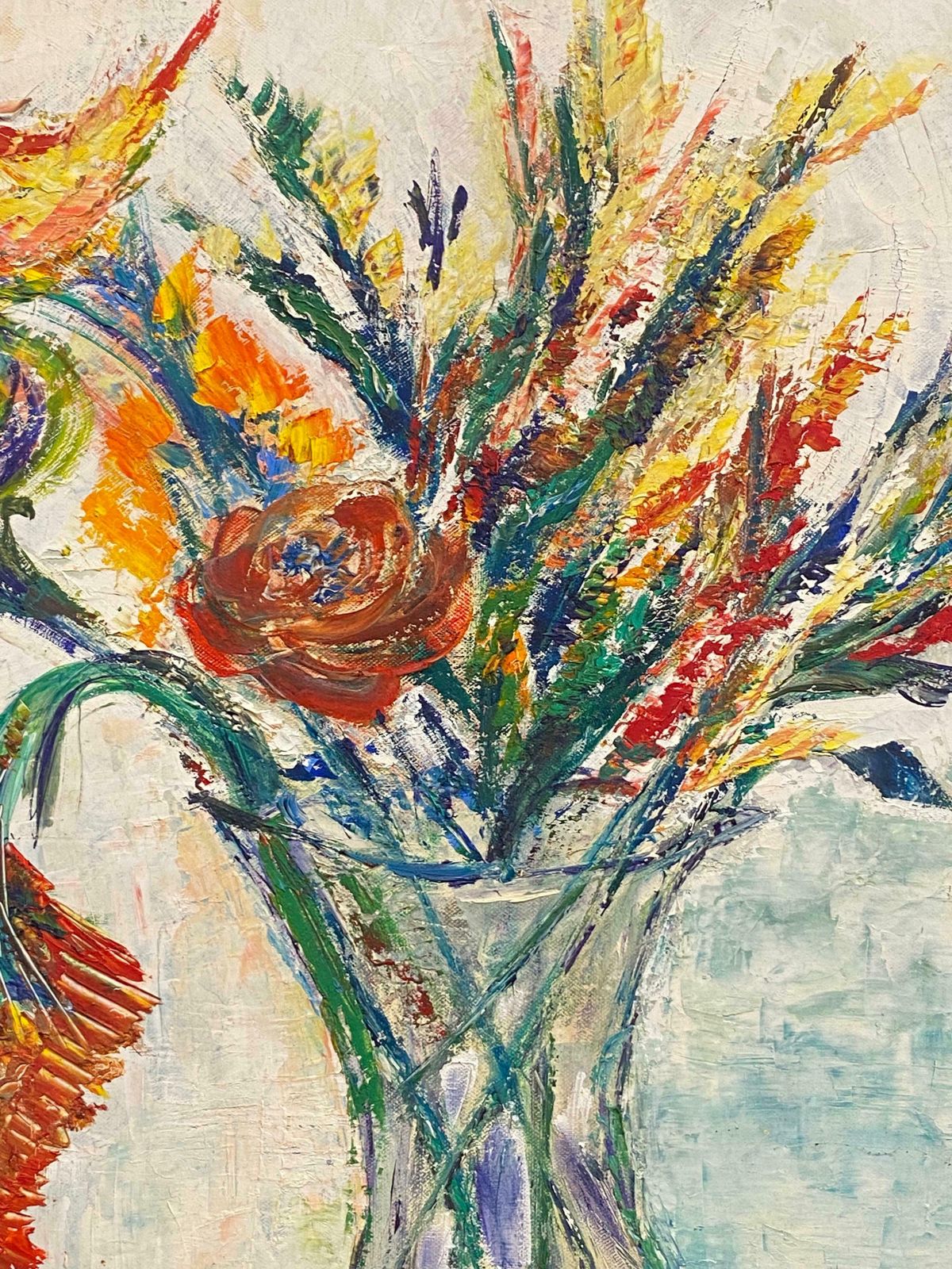 P Vilette20th Century Original Expressionist Oil Painting   Beautiful Bouquet In Vase 20th Century photo furniture