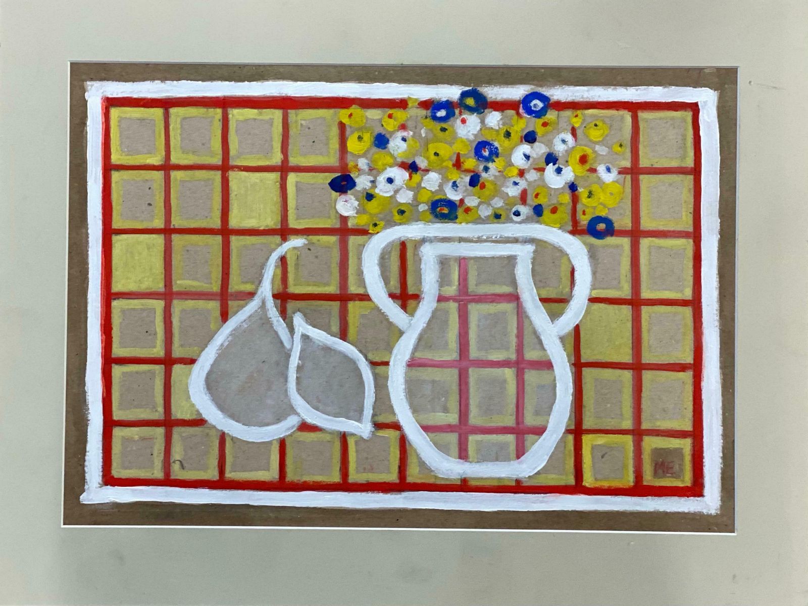 Marika Eversfieldmodern British Abstract Painting Still Life Flowers & Fruit photo for sale