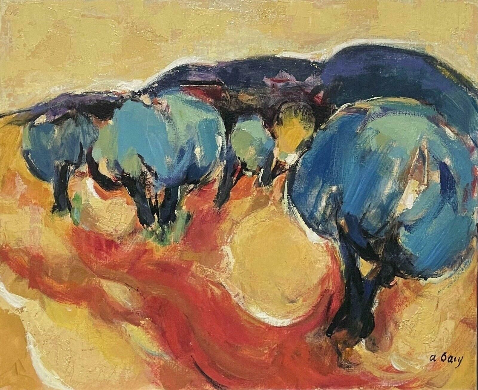 Unknownolive Trees In Manosque, Provence, Large French Modernist Signed Oil Painting
