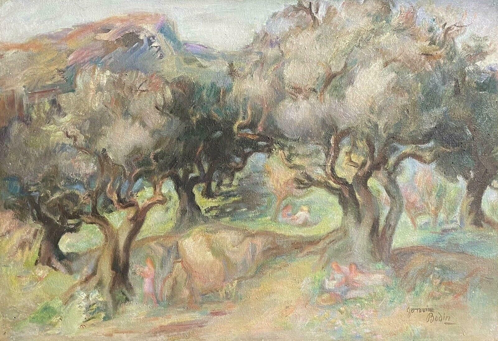 Germaine Bodinolive Groves In Provence, Signed Mid 20th Century French Post Impressionist Oil1950's