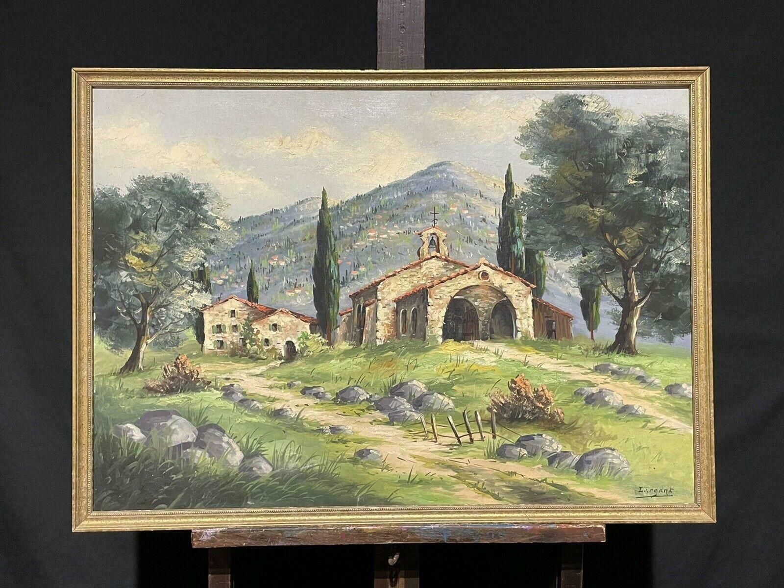 Unknownsigned French Impressionist Vintage Oil   Provencal Landscape With Old Church20th Century photo furniture