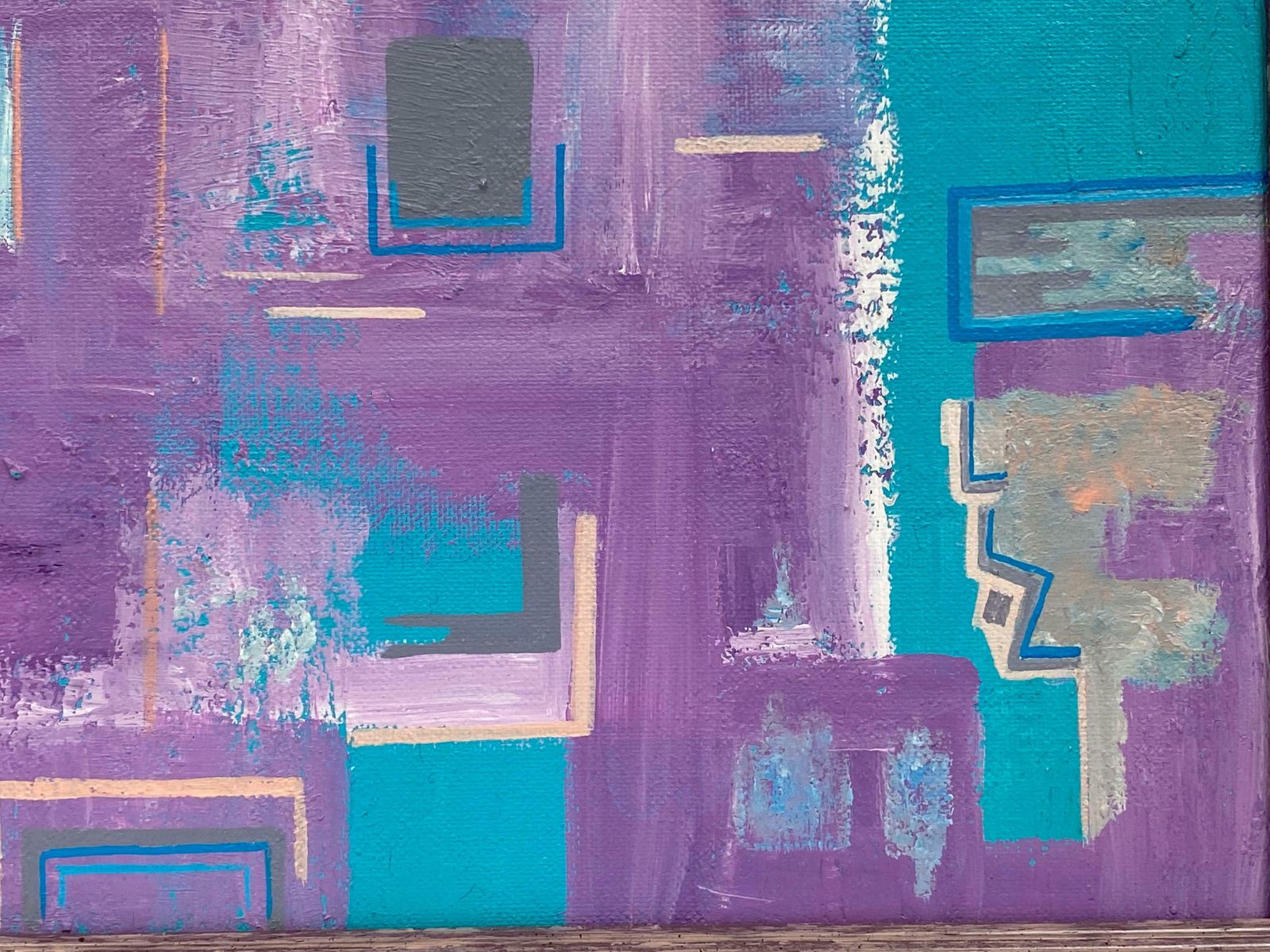 Unknownframed Bright & Colorful French Abstract Oil Painting Amazing Shapes & Colors photo Art