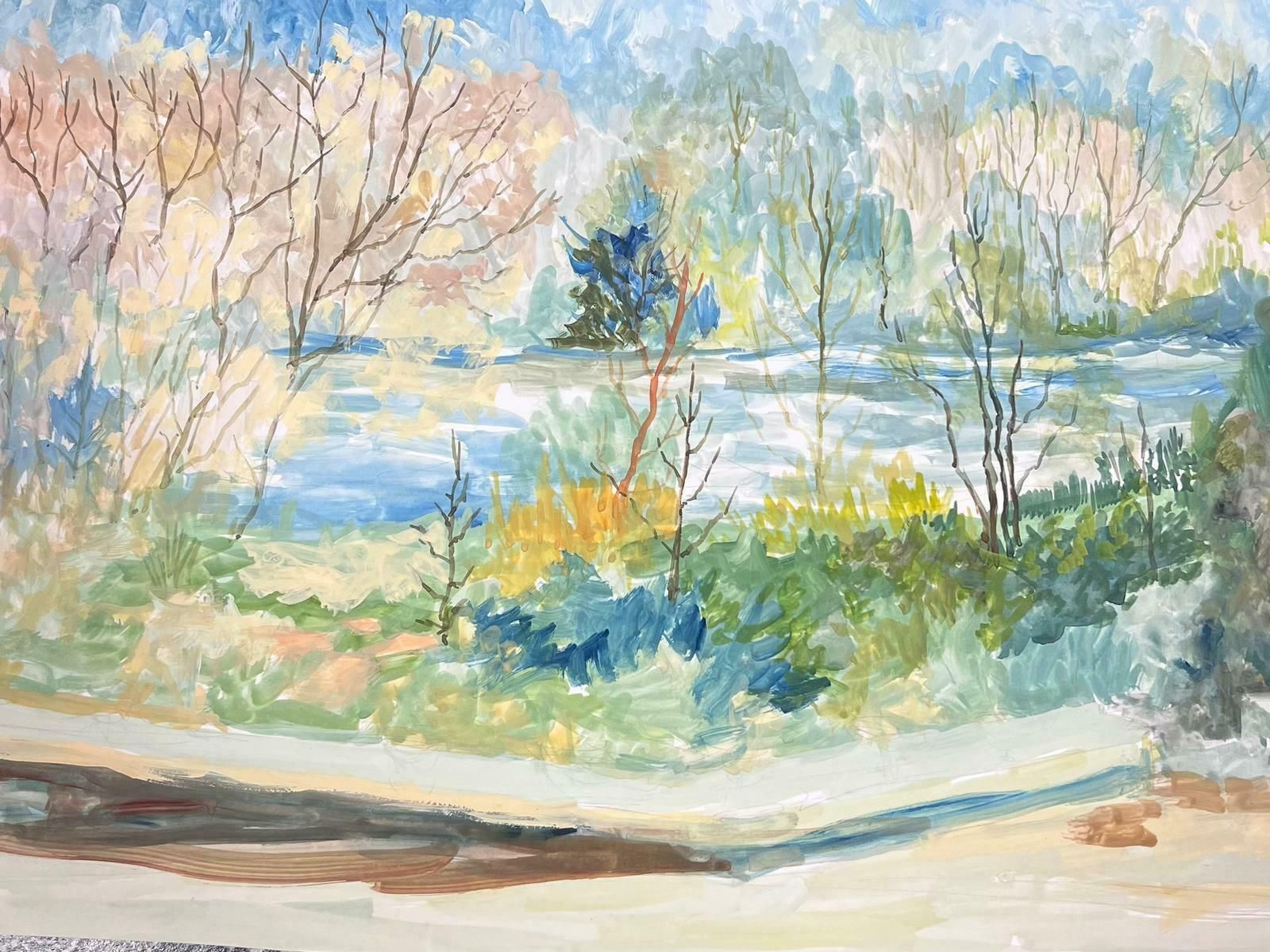 Bernard Labbe20th Century Modernist Painting Path Along The Tall Tree River Bank1950's photo furniture