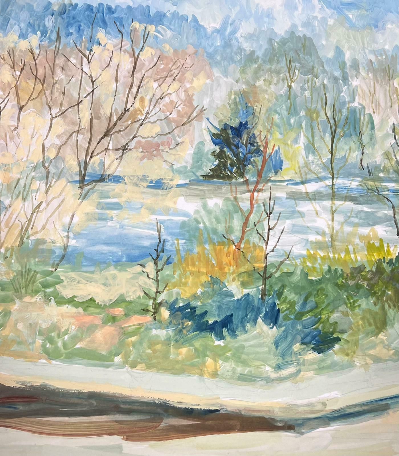 Bernard Labbe20th Century Modernist Painting Path Along The Tall Tree River Bank1950's photo 409.0