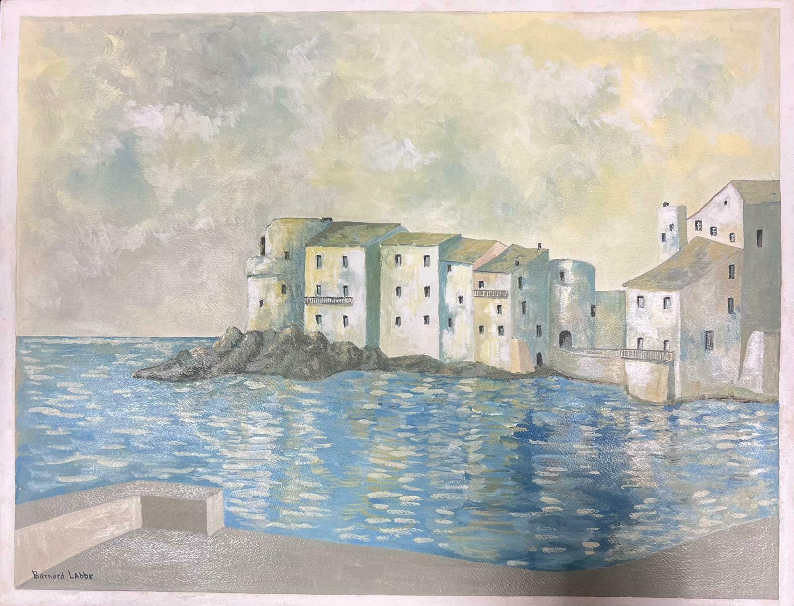 Bernard Labbe20th Century Modernist Painting White Houses Along The Sea Coast Landscape1950's photo furniture