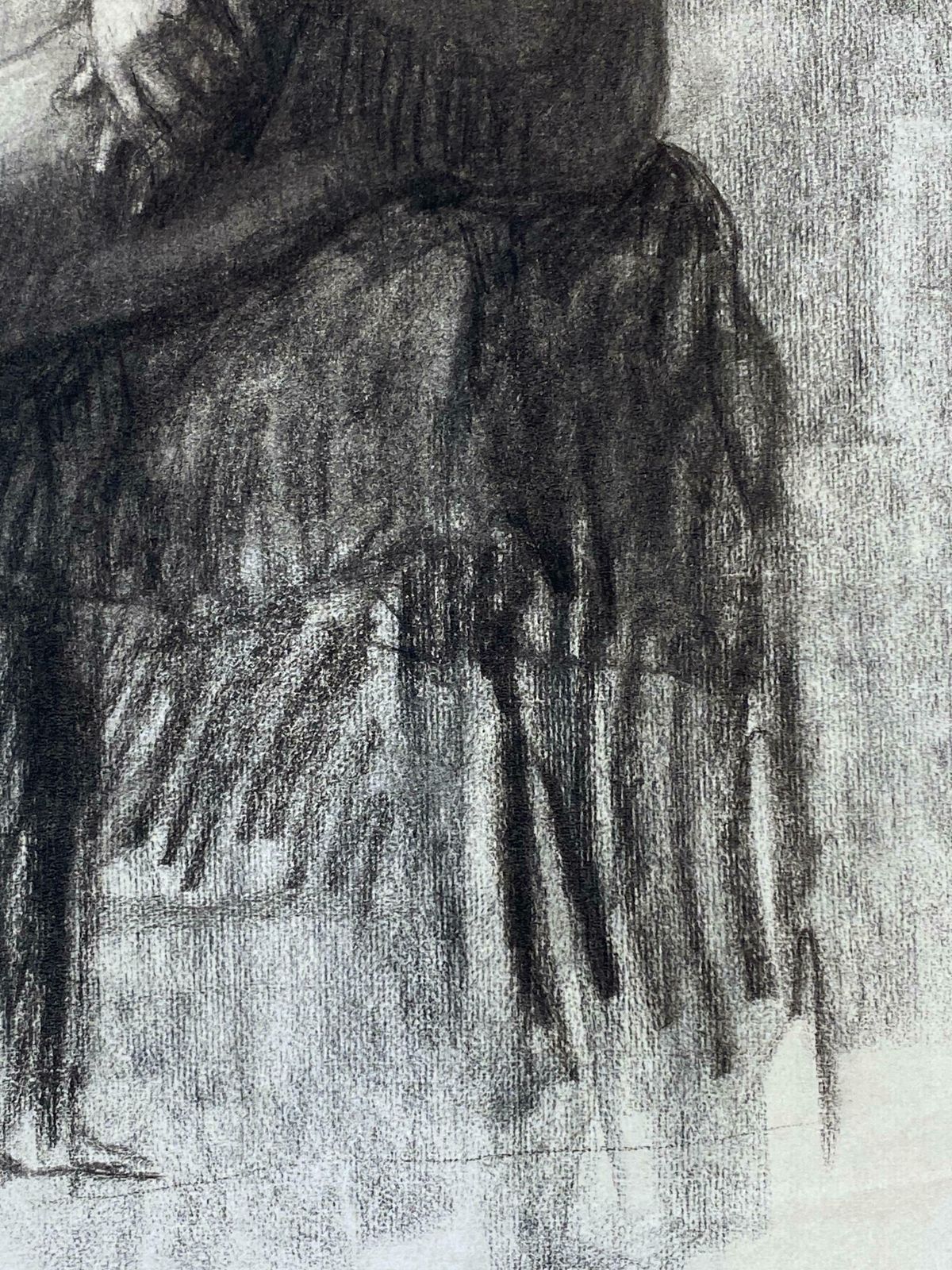 Unknown1920's French Charcoal Sketch Of Seated Nude Lady The Artists Model1920's photo buy