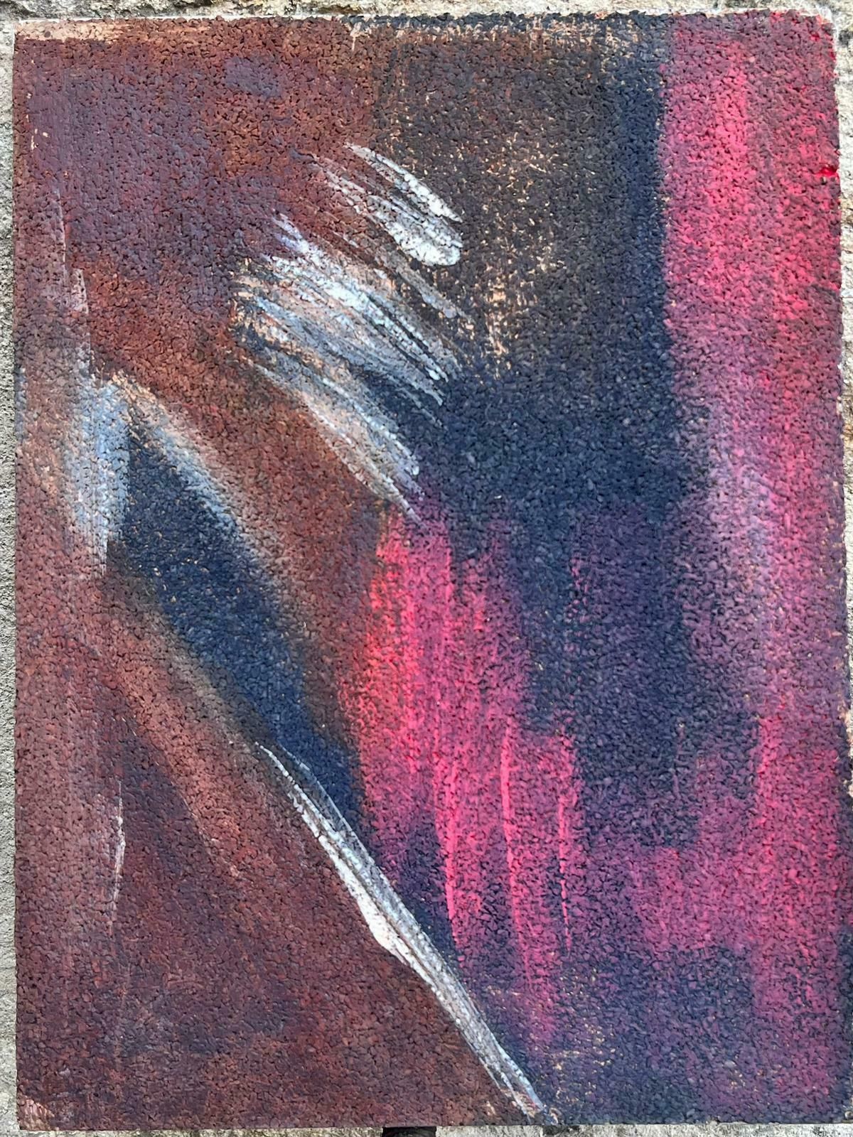 French School1960's French Expressionist Painting Blur Of Reds Blacks And White Colors photo furniture