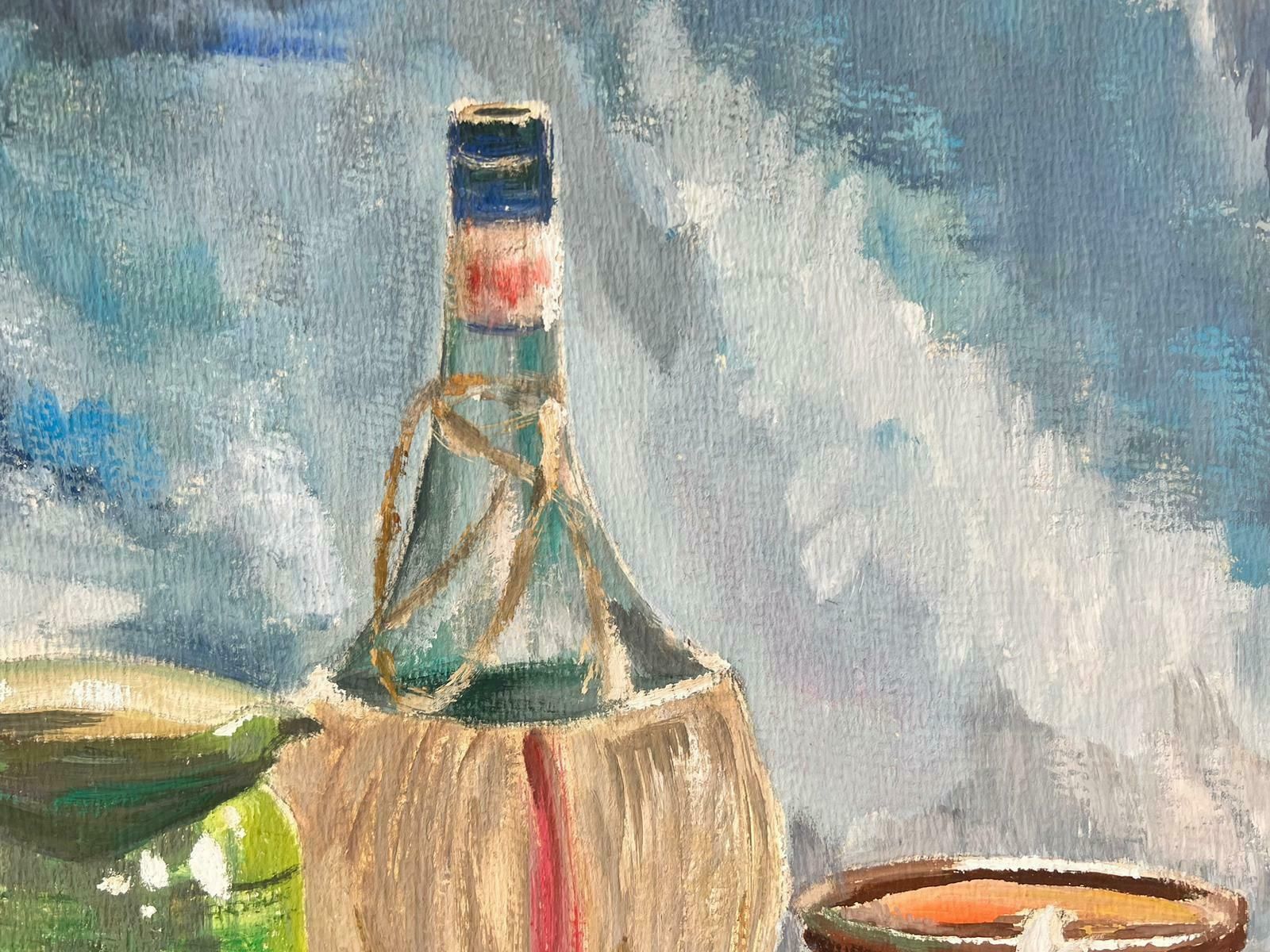 Josine Vignon1960's French Post Impressionist Oil Still Life Garlic & Wine On Table1960's photo 608.0