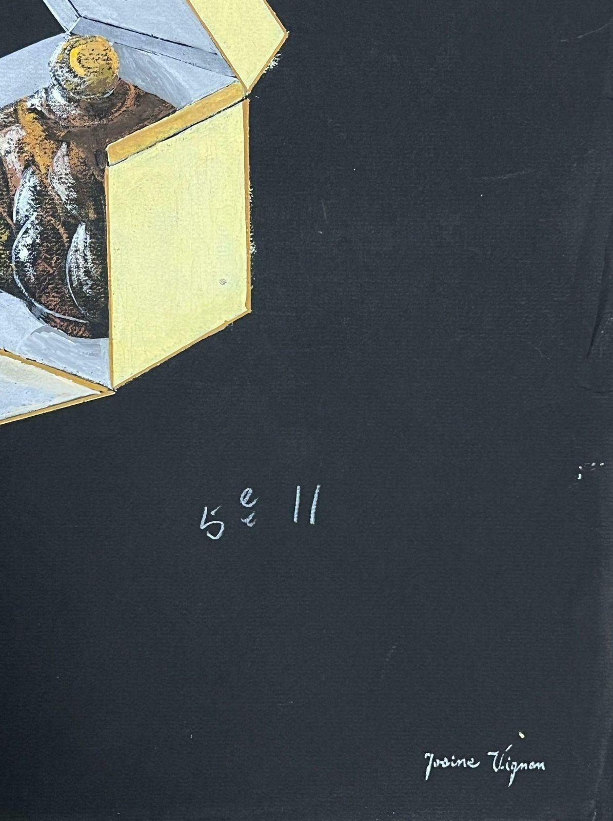 Josine Vignonmid Century French Glass Ornament In Yellow Box Gouache Painting1950s photo furniture