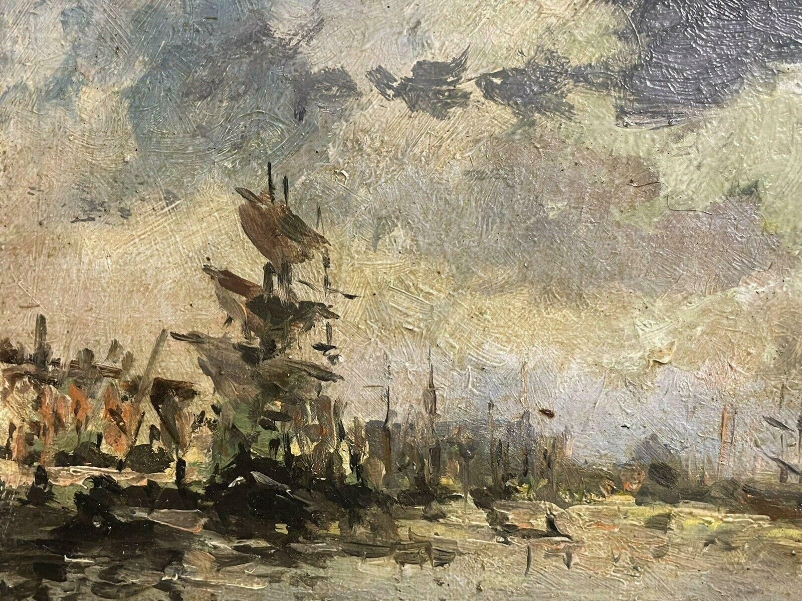 Maurice Mazeiliemaurice Mazeilie French Impressionist Signed Oil   Tall Ship In French Harbour photo 715.0