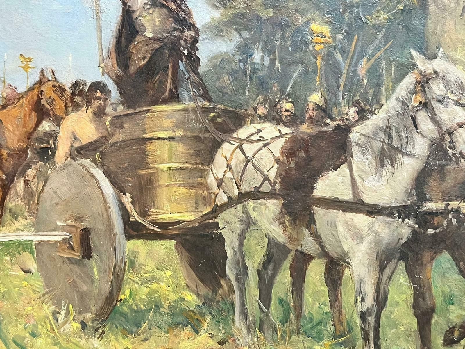 Antique English Antique Victorian English Romans Ready For Battle Horse & Cart Landscape photo Art