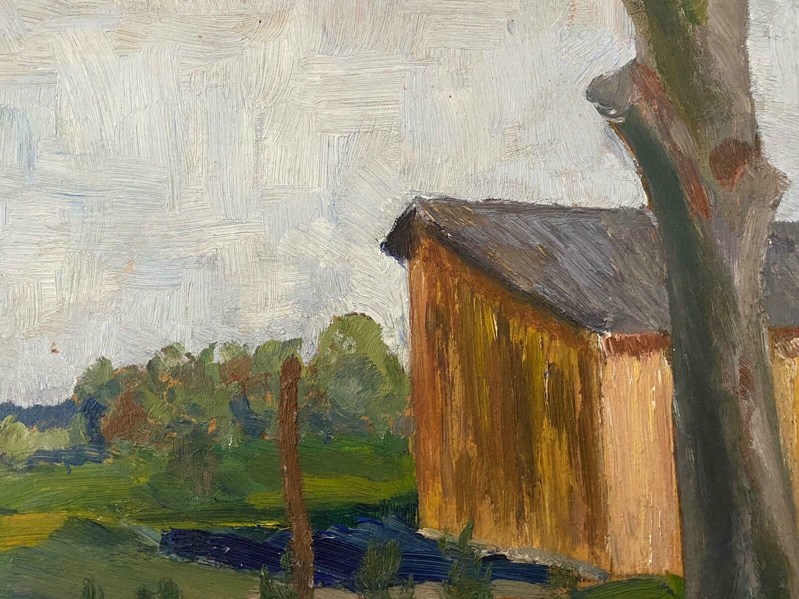 Genevieve Zondervan (1922 2013)genevieve Zondervan (1922 2013) 20th C. French Oil Painting   Building In Fieldsc. 1990's photo for sale