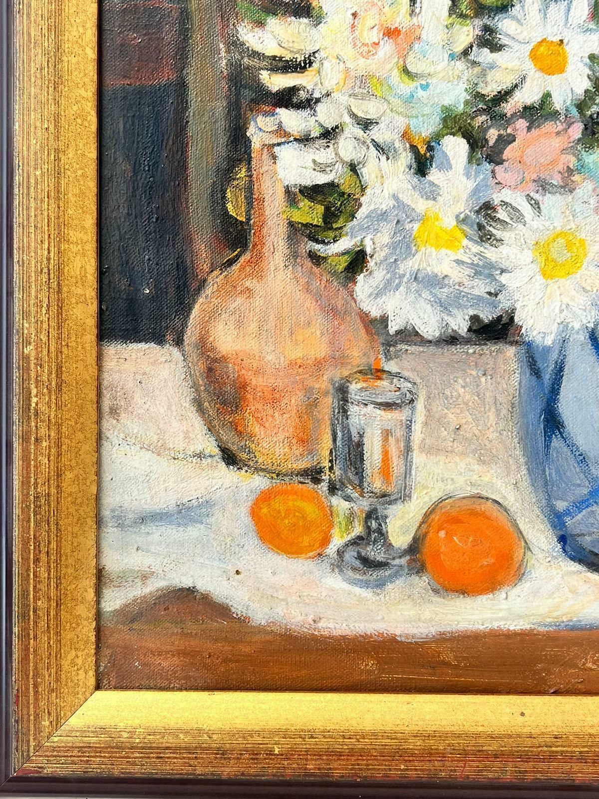 Huguette Ginet Lasnier Flowers In Vase French Modernist Signed & Framed Oil Painting On Canvasc. 2000's photo for sale
