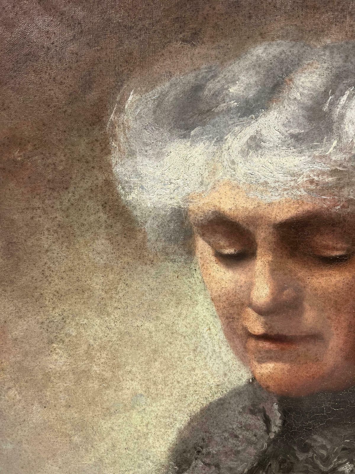 Antique Frenchfine Antique French Signed Oil Painting   Portrait Of A Lady With Grey Hair1904 photo Art