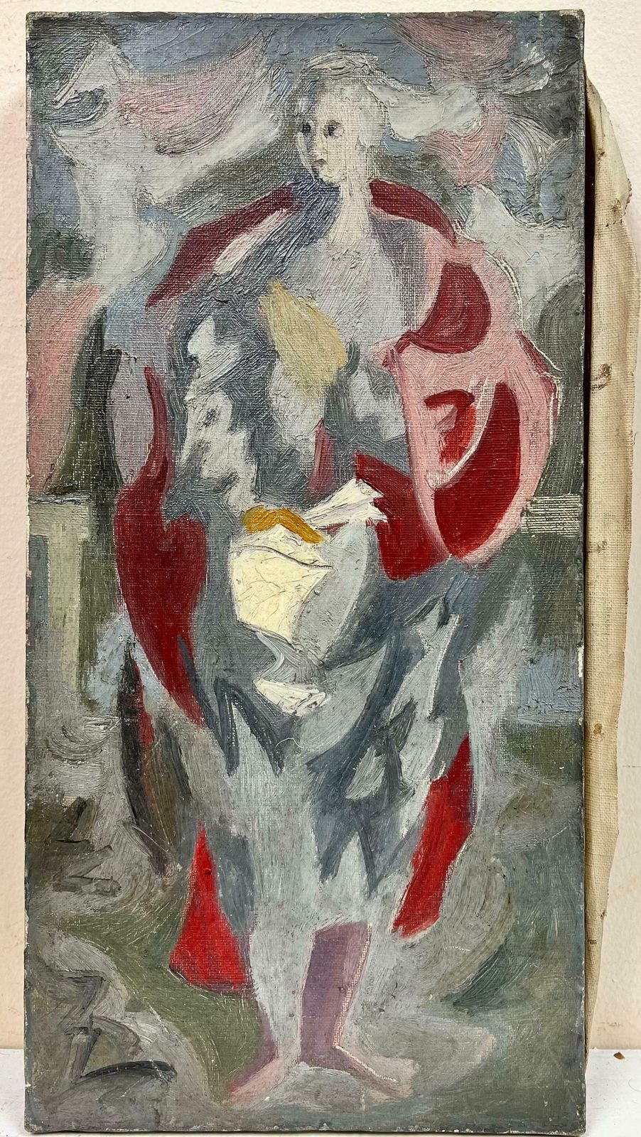 French Schoolmid 20th Century French Modernist Oil Abstract Figure photo furniture