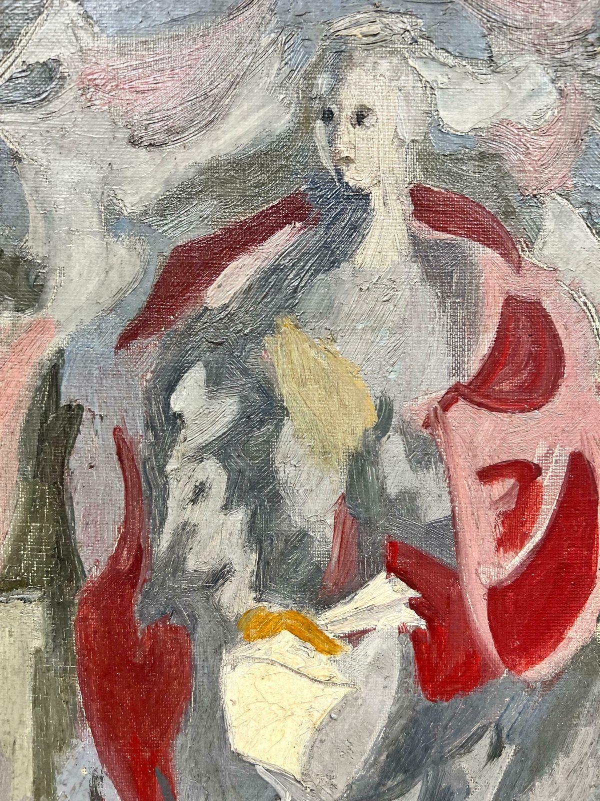 French Schoolmid 20th Century French Modernist Oil Abstract Figure photo vinterior