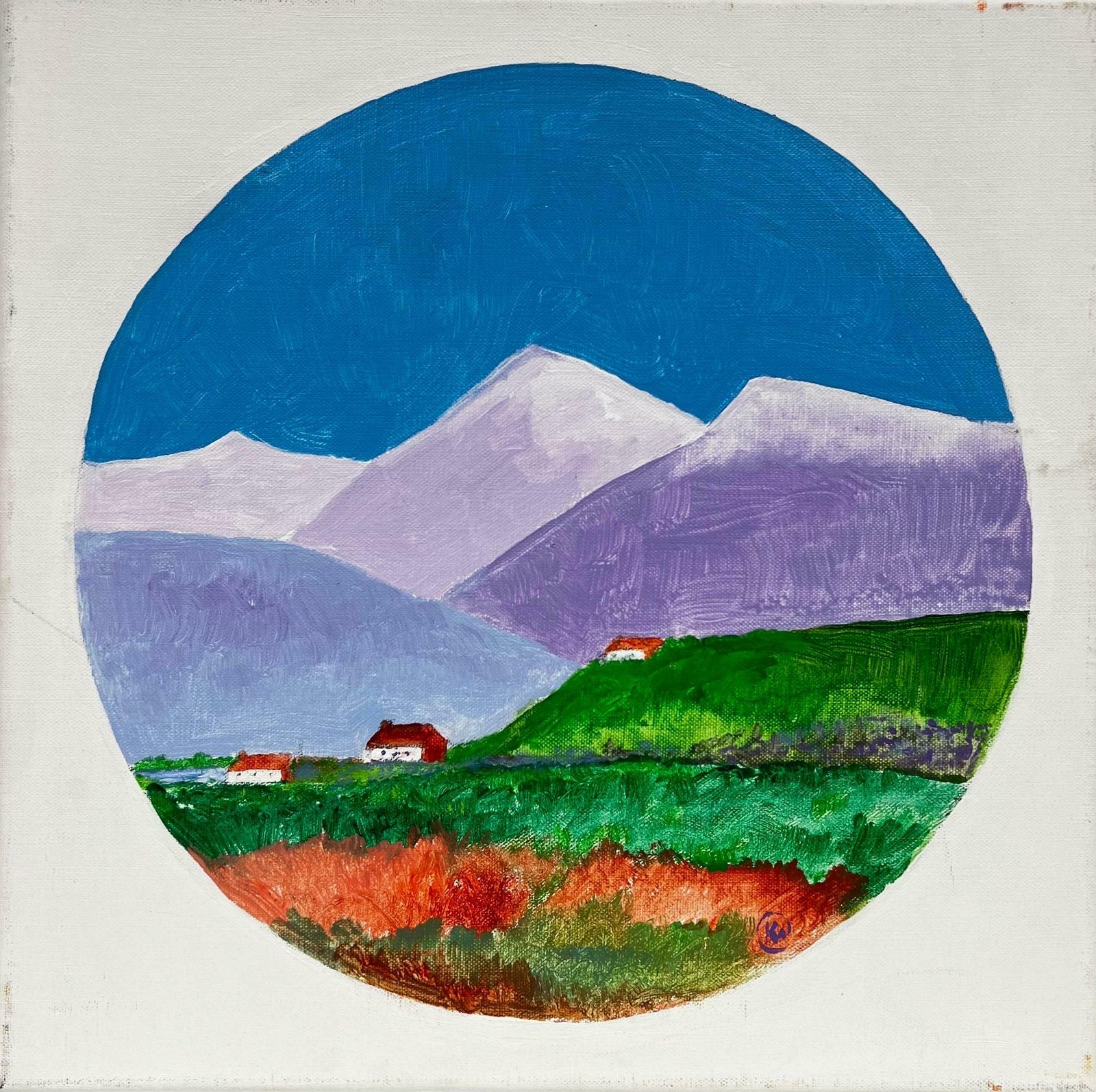 20th Century French Schoolcontemporary British Abstract Painting Light Open Field Mountain Landscape photo furniture