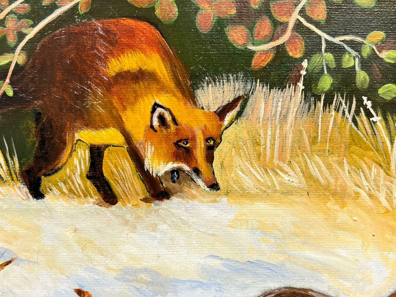 Ben Powellcontemporary British Acrylic Painting Fox And Pheasant Woodland photo furniture