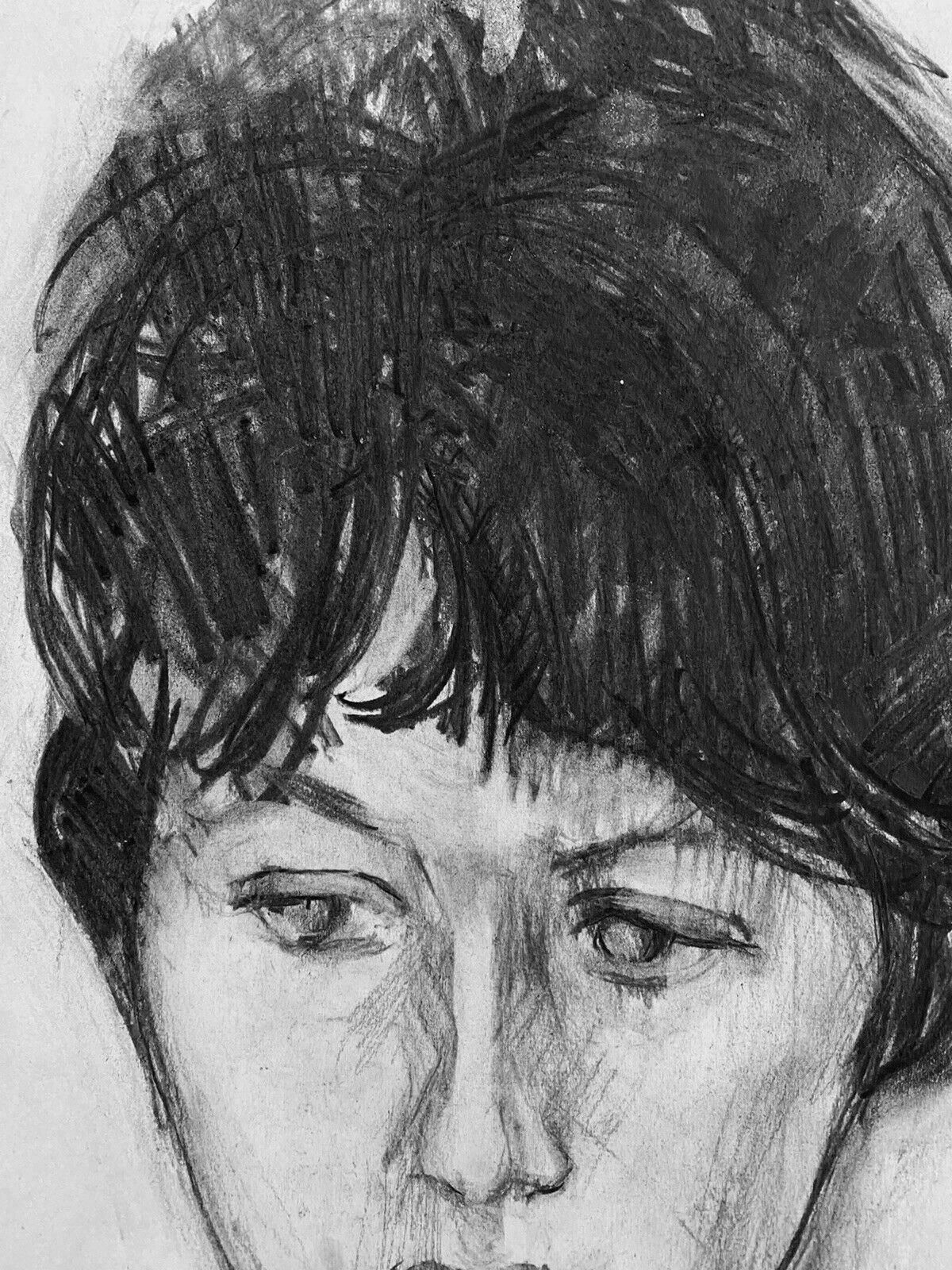 Claude Lagoucheclaude Lagouche (1943 2020) Original 1960s French Charcoal Drawing   Portraitc. 1970's photo for sale