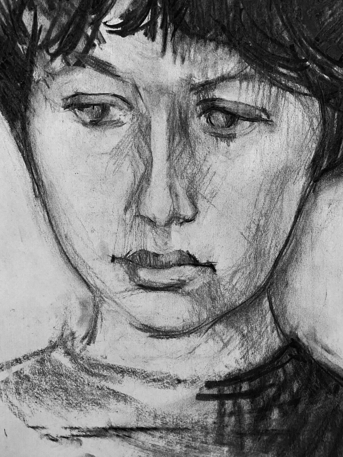 Claude Lagoucheclaude Lagouche (1943 2020) Original 1960s French Charcoal Drawing   Portraitc. 1970's photo Art