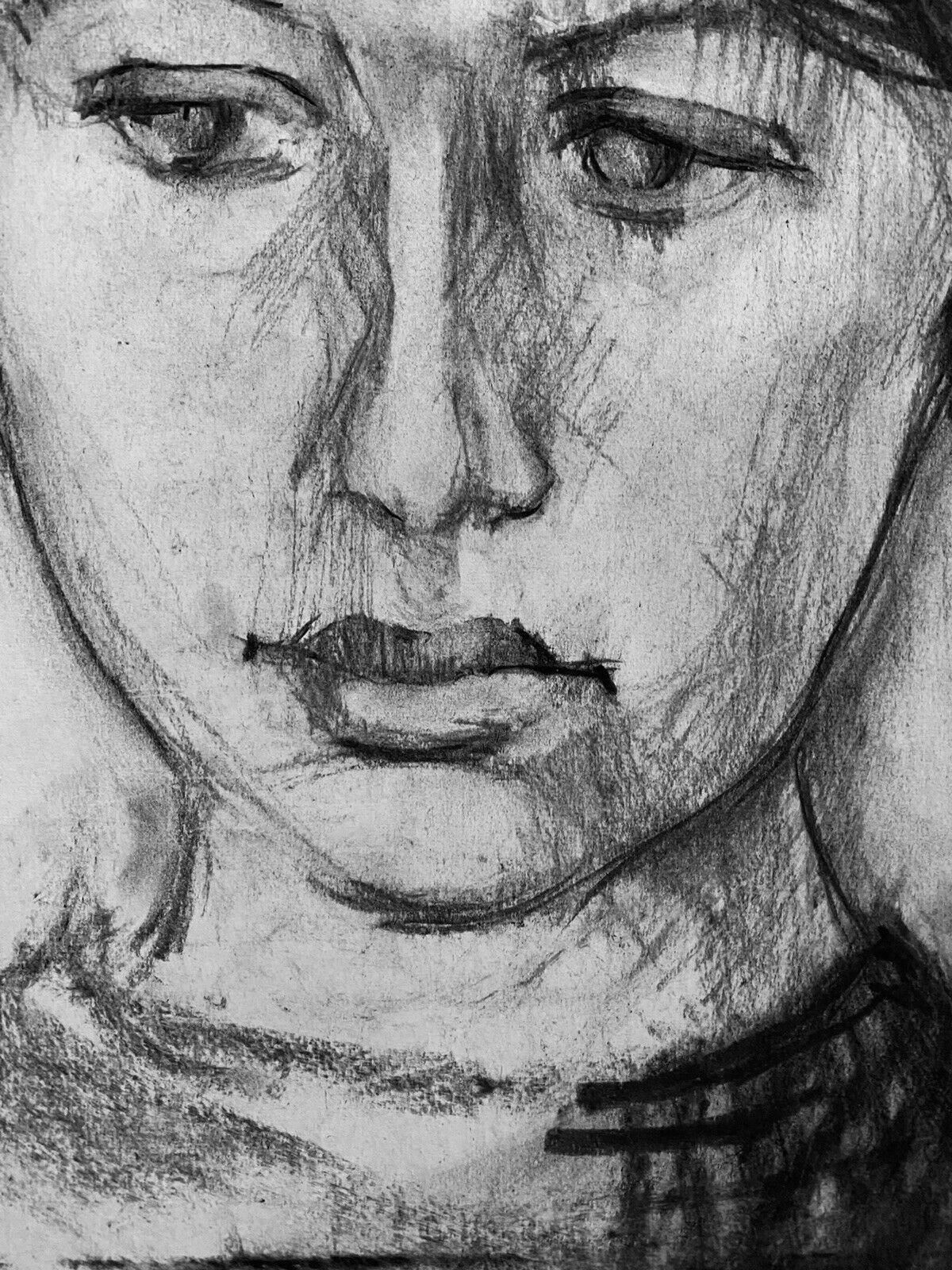 Claude Lagoucheclaude Lagouche (1943 2020) Original 1960s French Charcoal Drawing   Portraitc. 1970's photo vinterior
