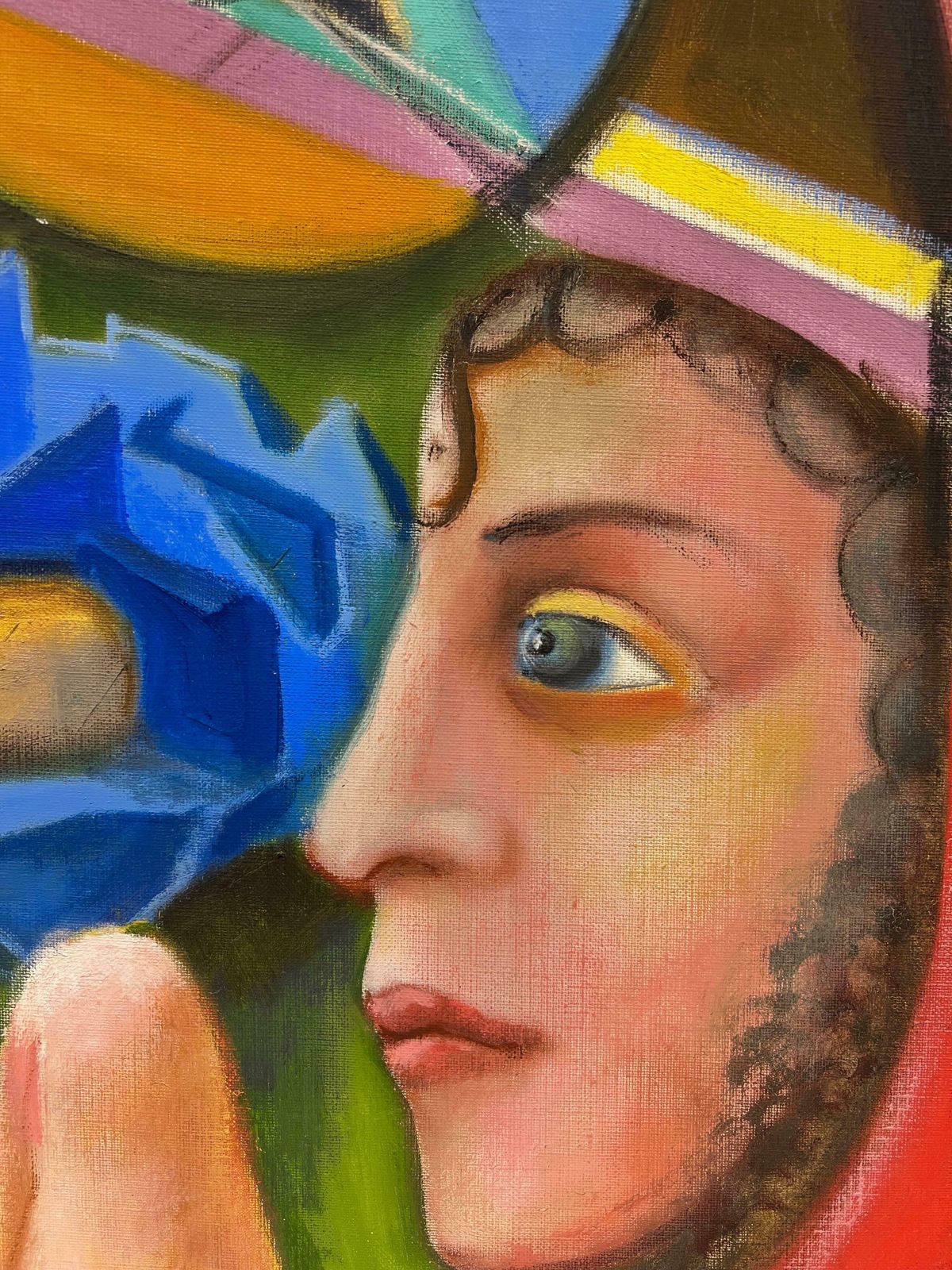 T. Fabris1970's French Surrealist Signed Oil Figurative Abstract Amazing Colors1973 photo Art